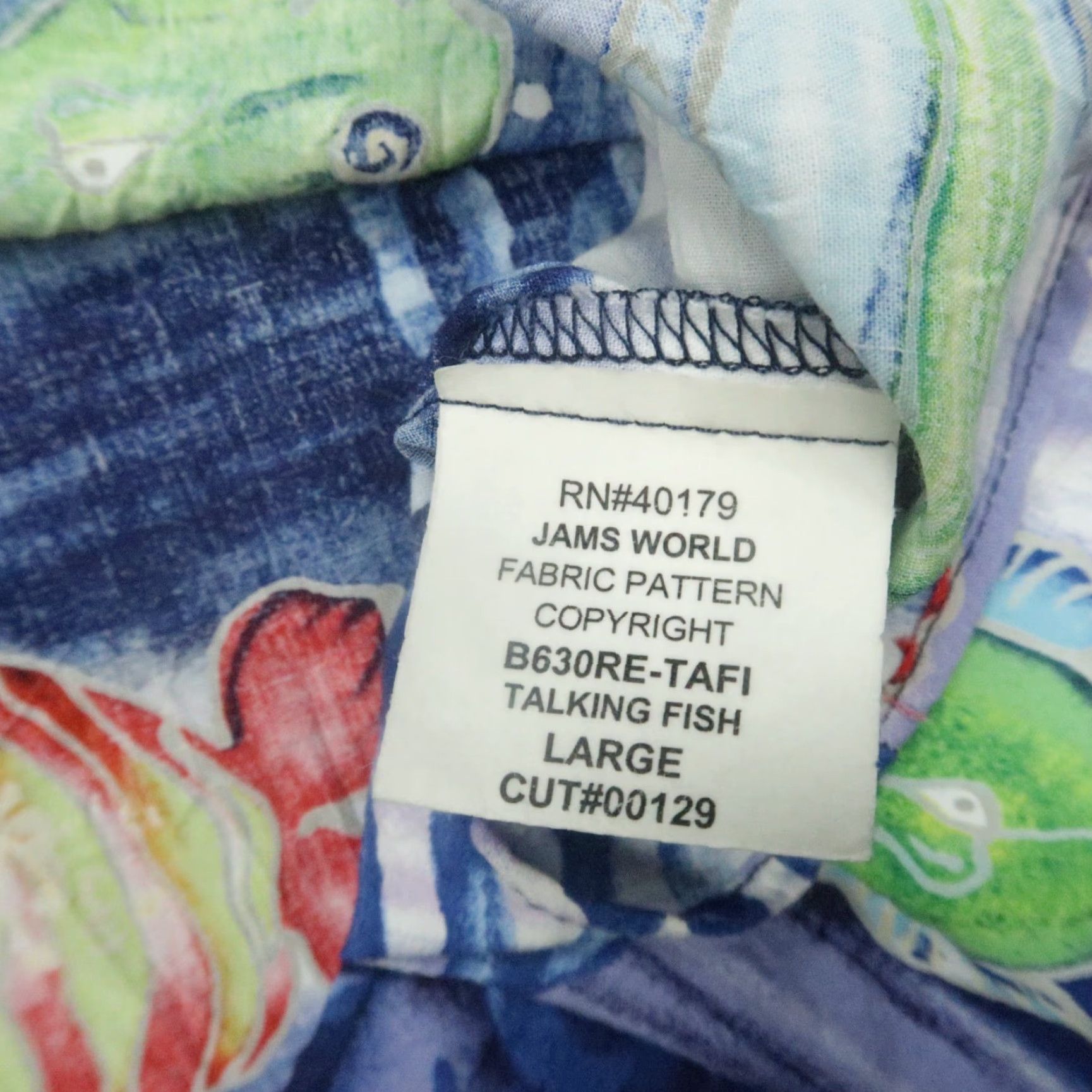 Jams World Jams World Shirt Mens Large Blue Talking Fish Rayon Short Sleeve Hawaiian USA Vintage Geometric Pattern Button-Up Size US L / EU 52-54 / 3 - 4 Thumbnail