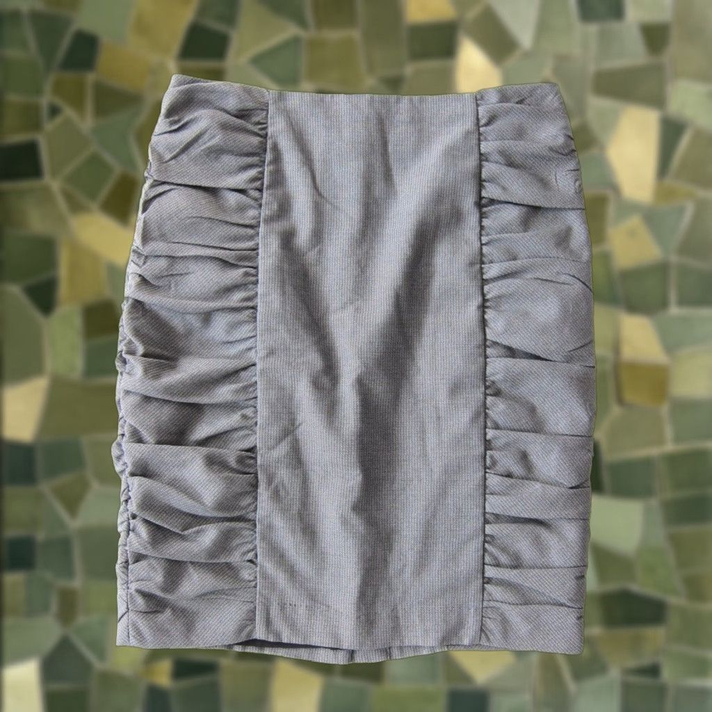 Anthropologie Cartonnier Grey Stripe Ruched Straight Pencil Skirt Women Size 8 Size 30" / US 8 / IT 44 - 1 Thumbnail
