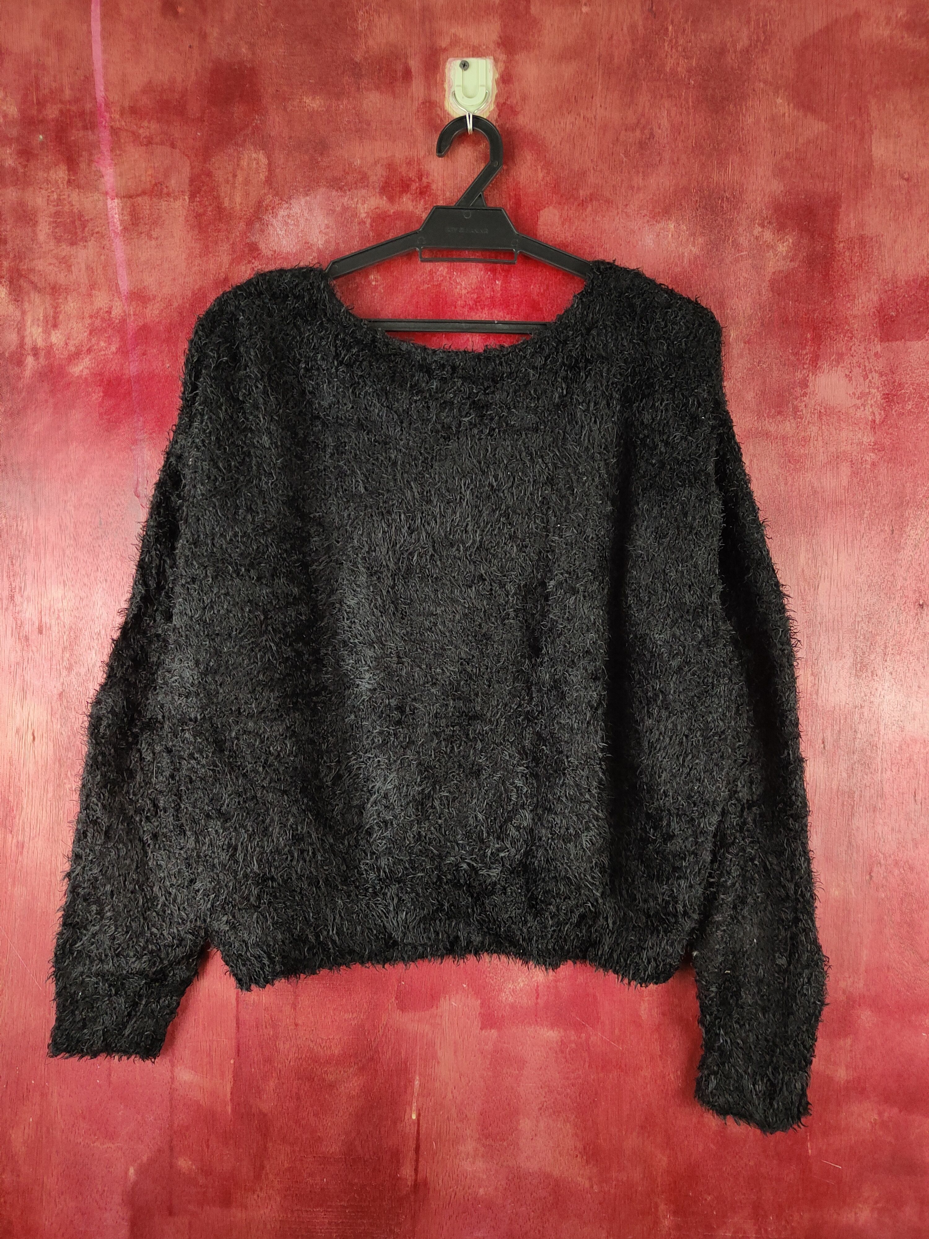GU × Homespun Knitwear × Japanese Brand GU Black Shag Shaggy Fur Mohair Knitwear #S2189 Size XL / US 12-14 / IT 48-50 - 7 Thumbnail