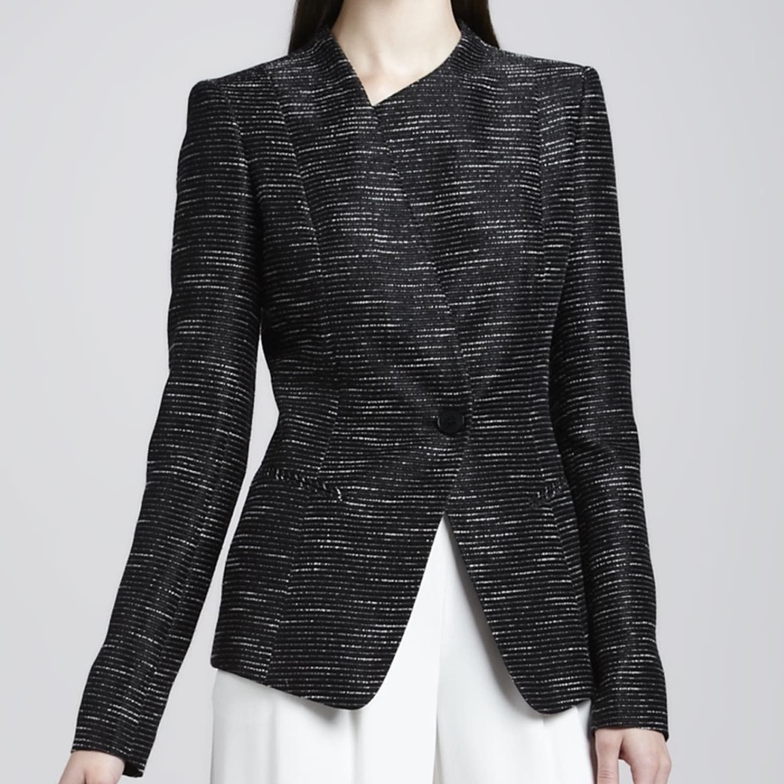 image of Lafayette 148 Black Asymmetric Blazer | Size 12, Women's