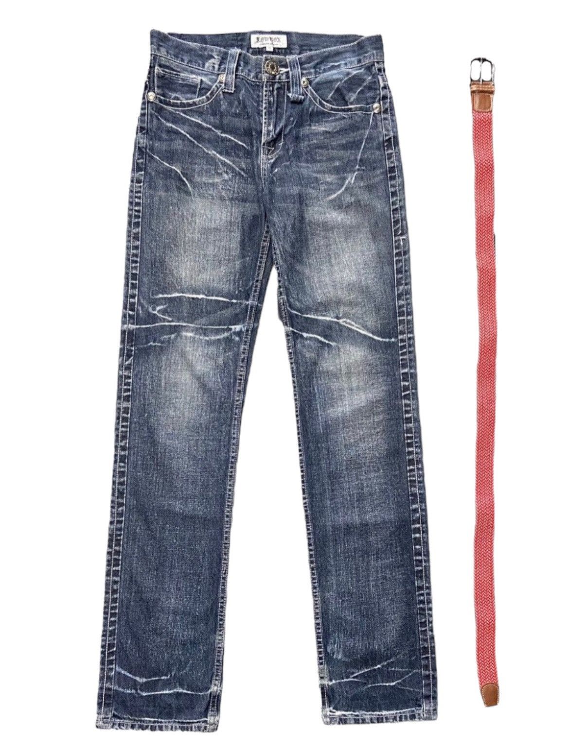 Designer × Hysteric Glamour × LOWBOX Vintage Low Box Japan Distressed Denim Pants With Belt Size US 30 / EU 46 - 3 Thumbnail
