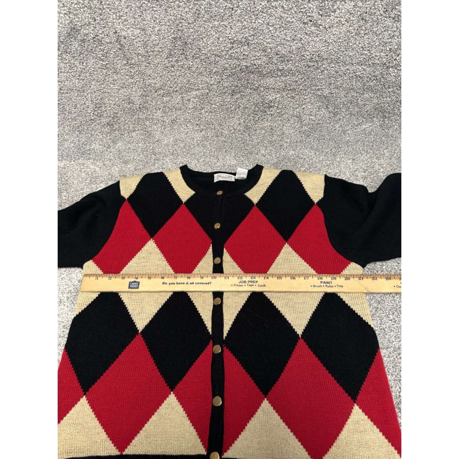 Vintage VINTAGE 80s Carissa E Cardigan Sweater Petite Large Argyle Sparkly Shoulder Pads Holiday Women Woman Cardigan Size L / US 10 / IT 46 - 5 Thumbnail