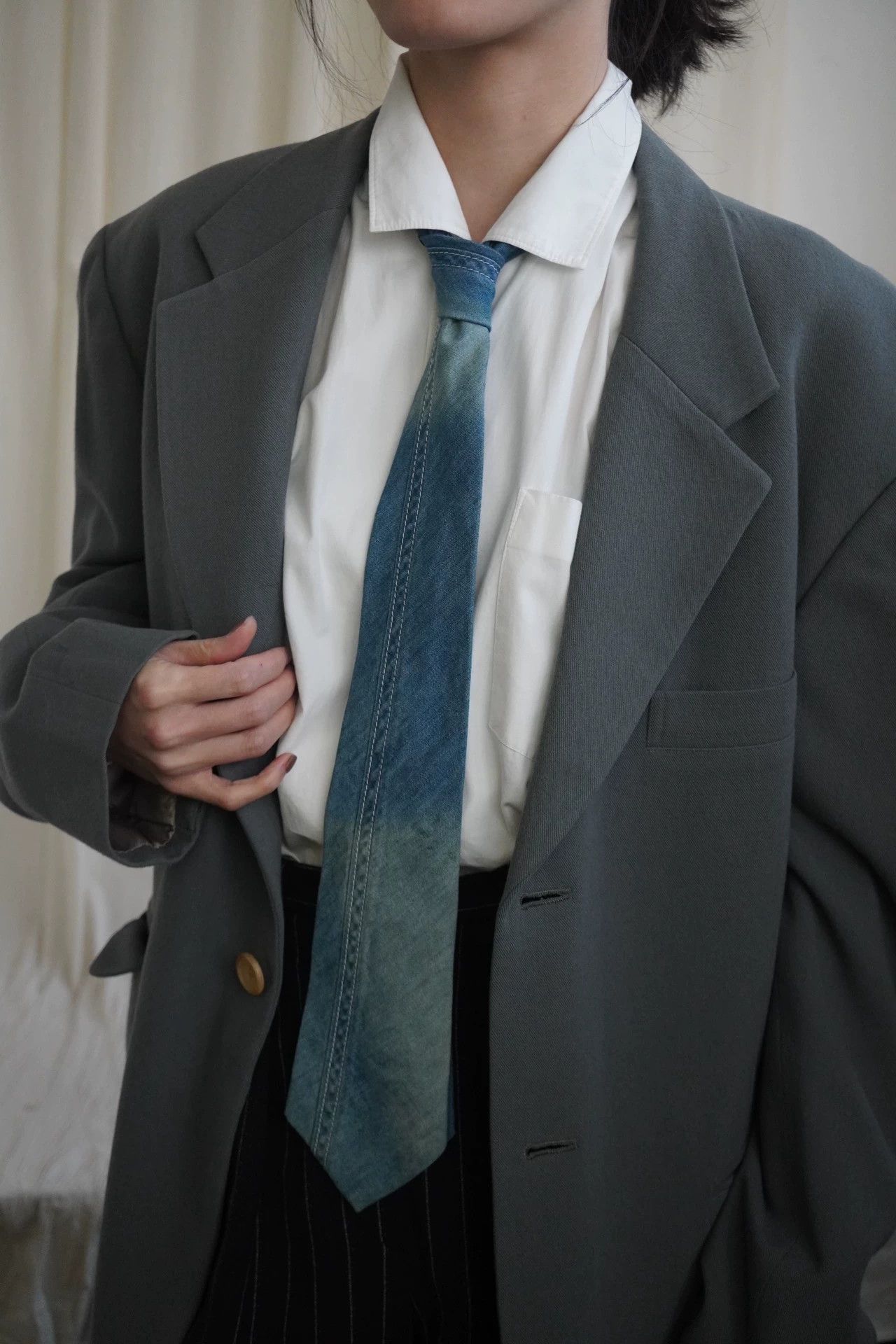 Yohji Yamamoto Yohji Yamamoto 90s Rare Denim Necktie 9 New Size ONE SIZE - 1 Thumbnail
