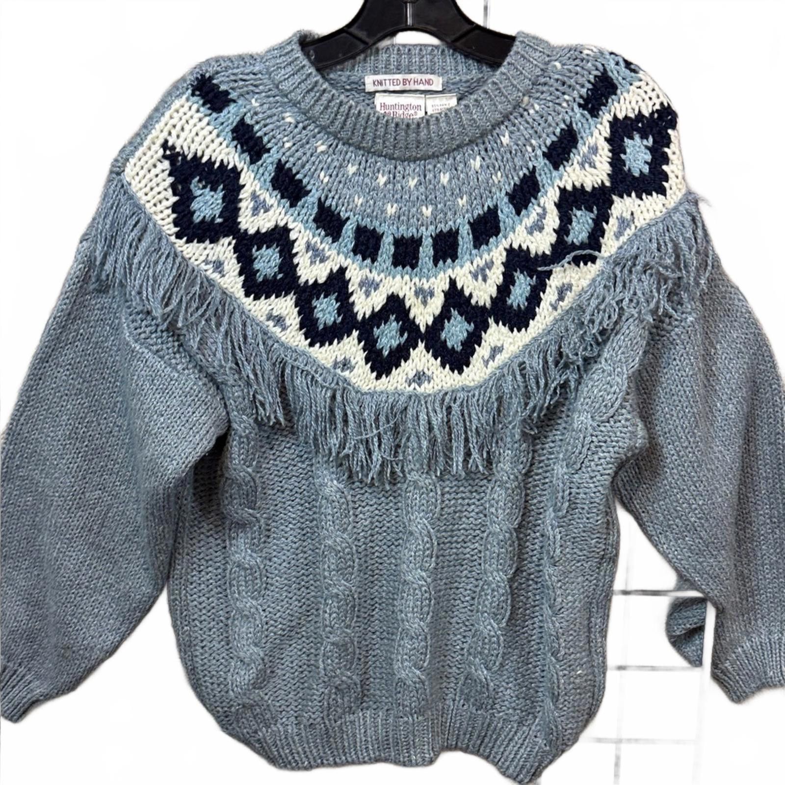 Other Blue Patterned Knitted by Hand Sweater Size M / US 6-8 / IT 42-44 - 1 Thumbnail