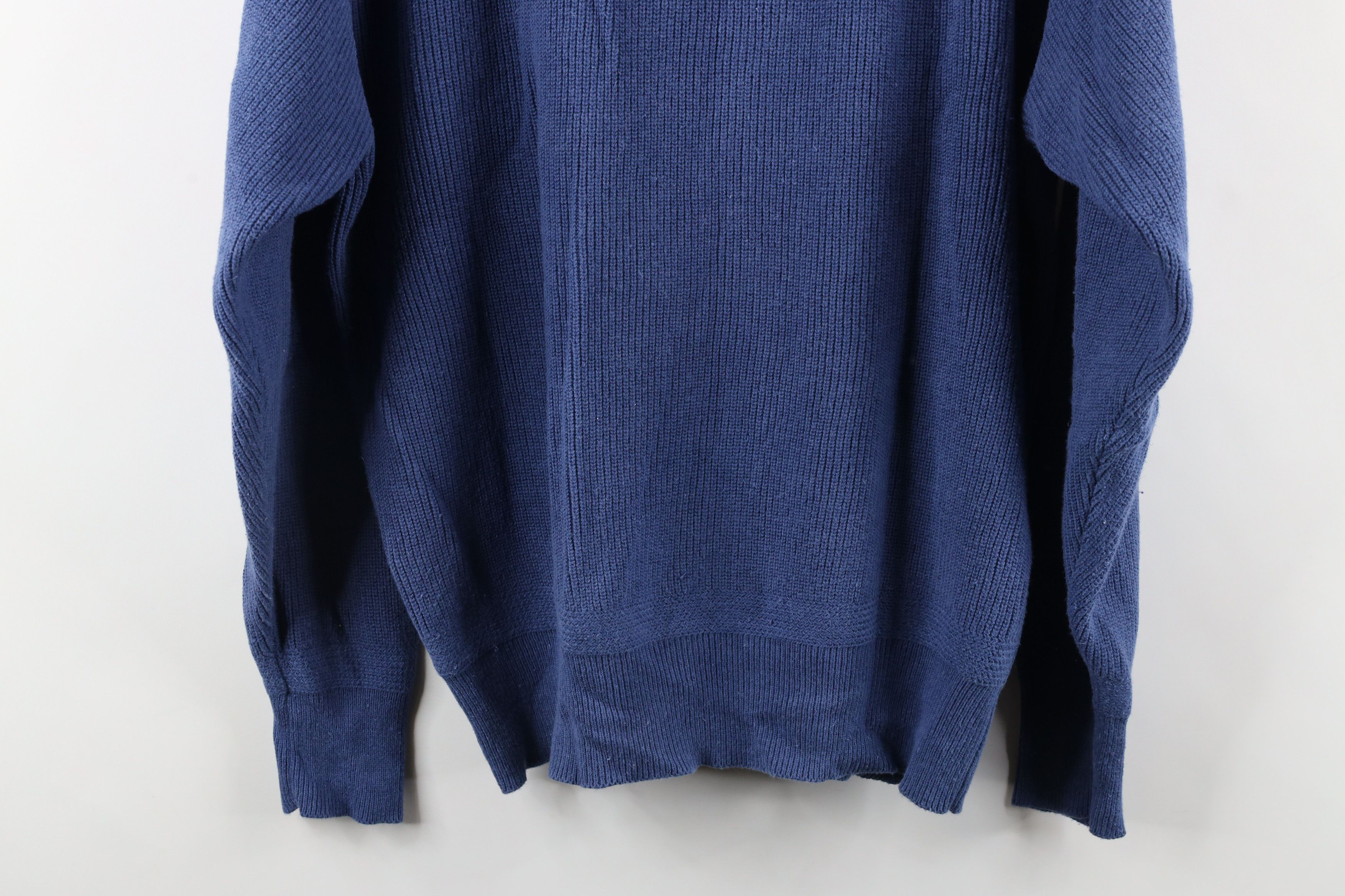 Eddie Bauer × Vintage Vintage 90s Eddie Bauer Ribbed Knit Henley Sweater Blue Size US M / EU 48-50 / 2 - 10 Thumbnail