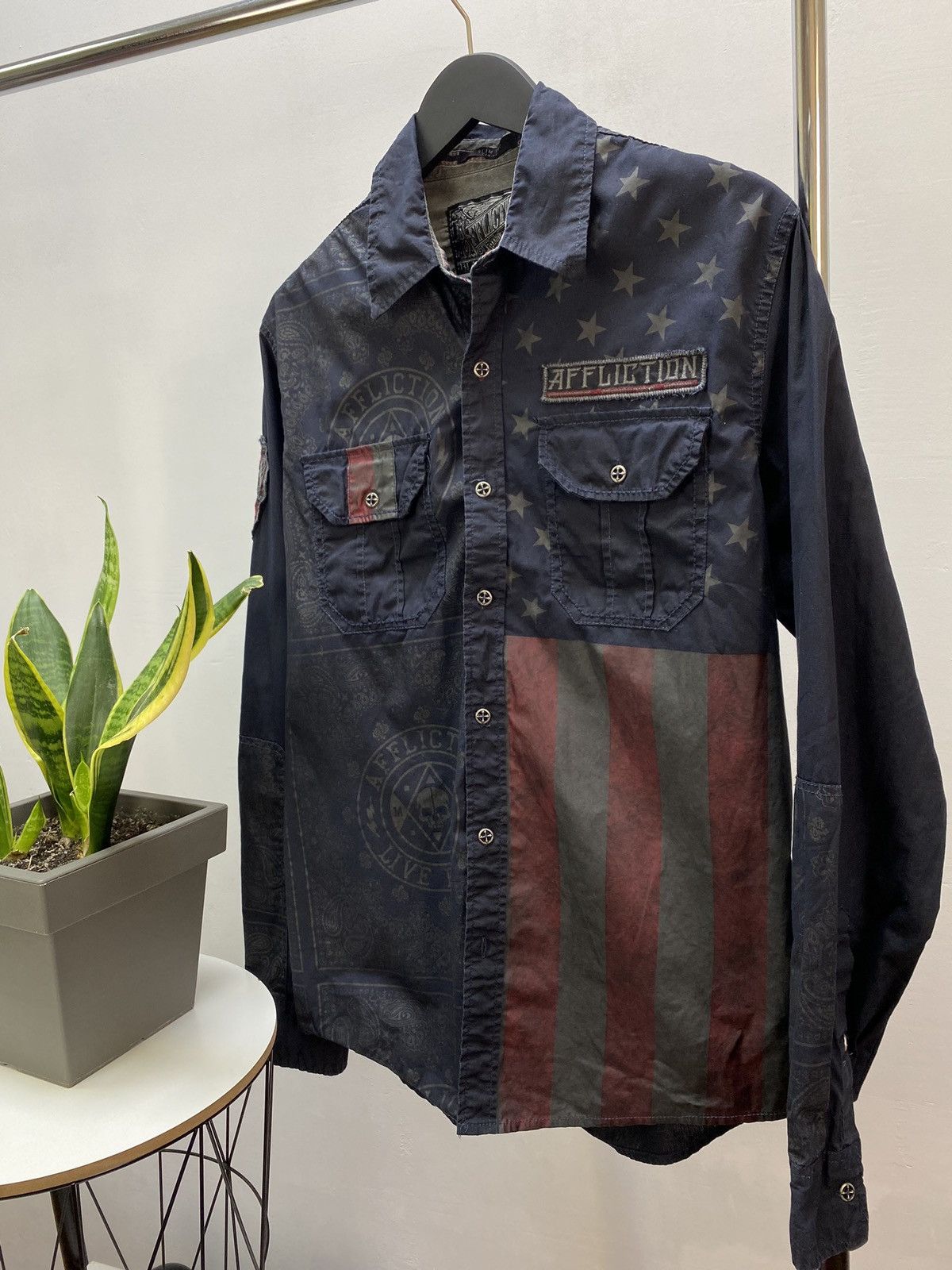 Other Crazy Y2K Affliction Cyber Grunge Button Up Shirt Size US L / EU 52-54 / 3 - 2 Thumbnail