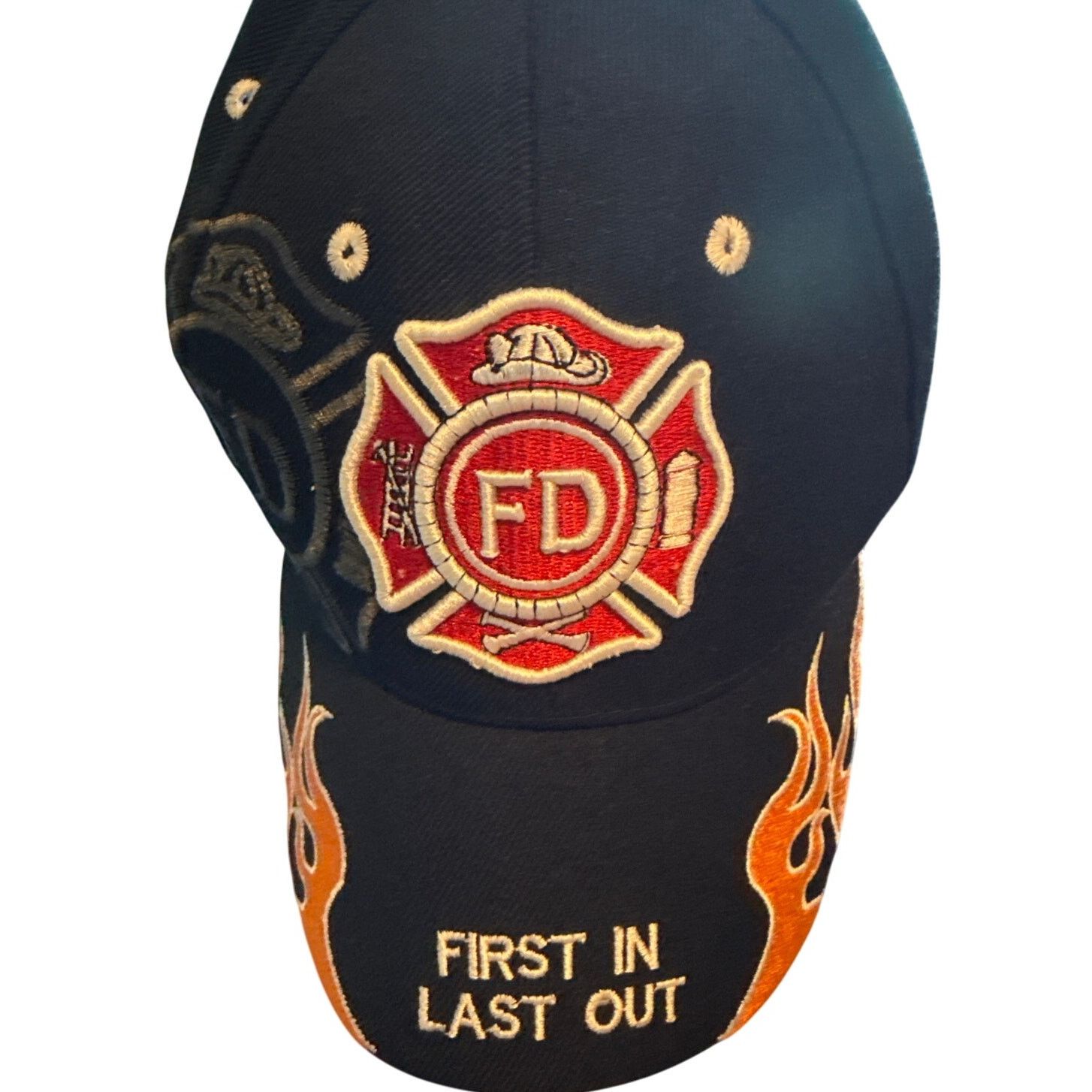 Other Fire Department Hat Orange Flames “First In Last Out” Size ONE SIZE - 1 Thumbnail