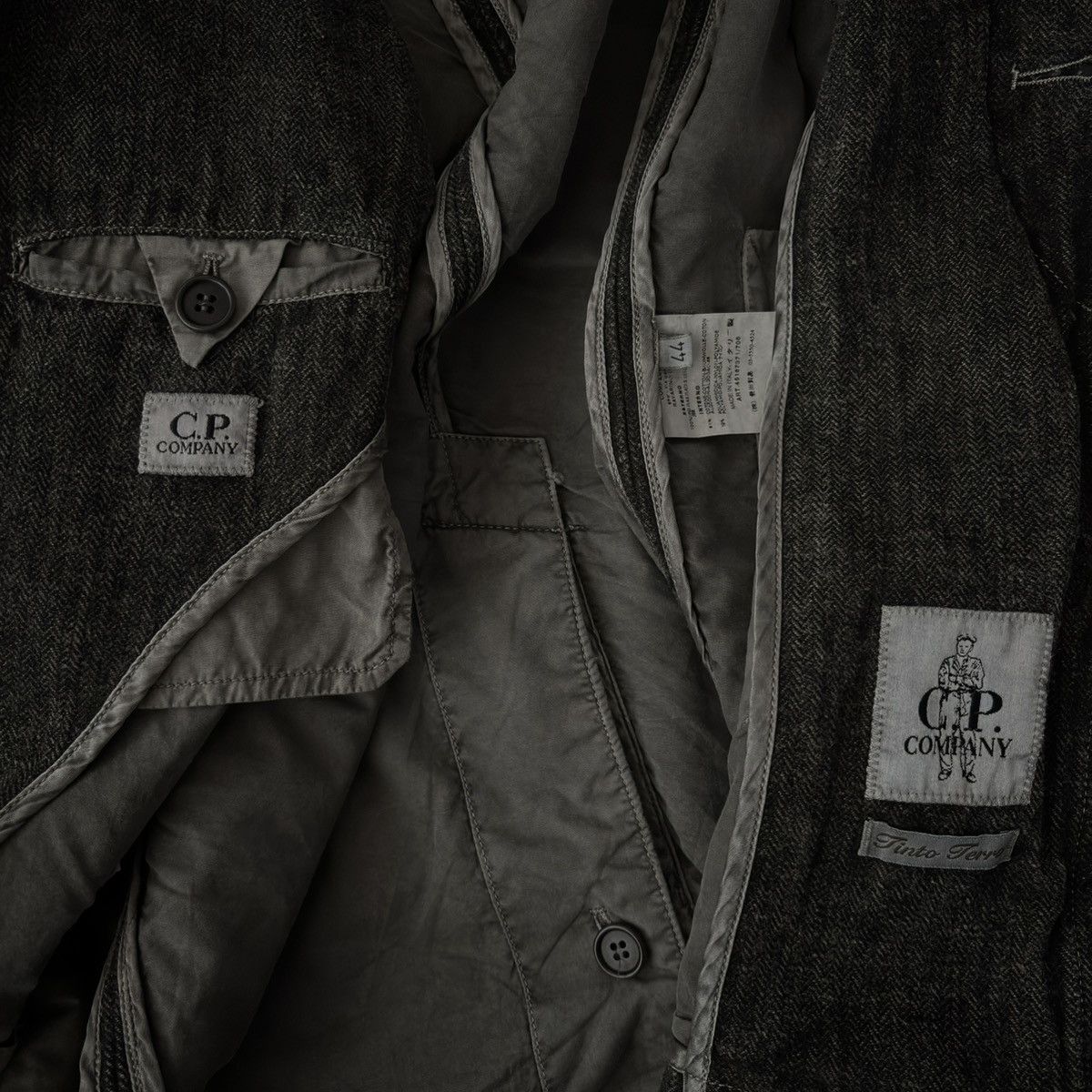 C.P. Company AW06 Tinto Terra Linen Herringbone Mac Coat mud earth dye Size US S / EU 44-46 / 1 - 5 Thumbnail