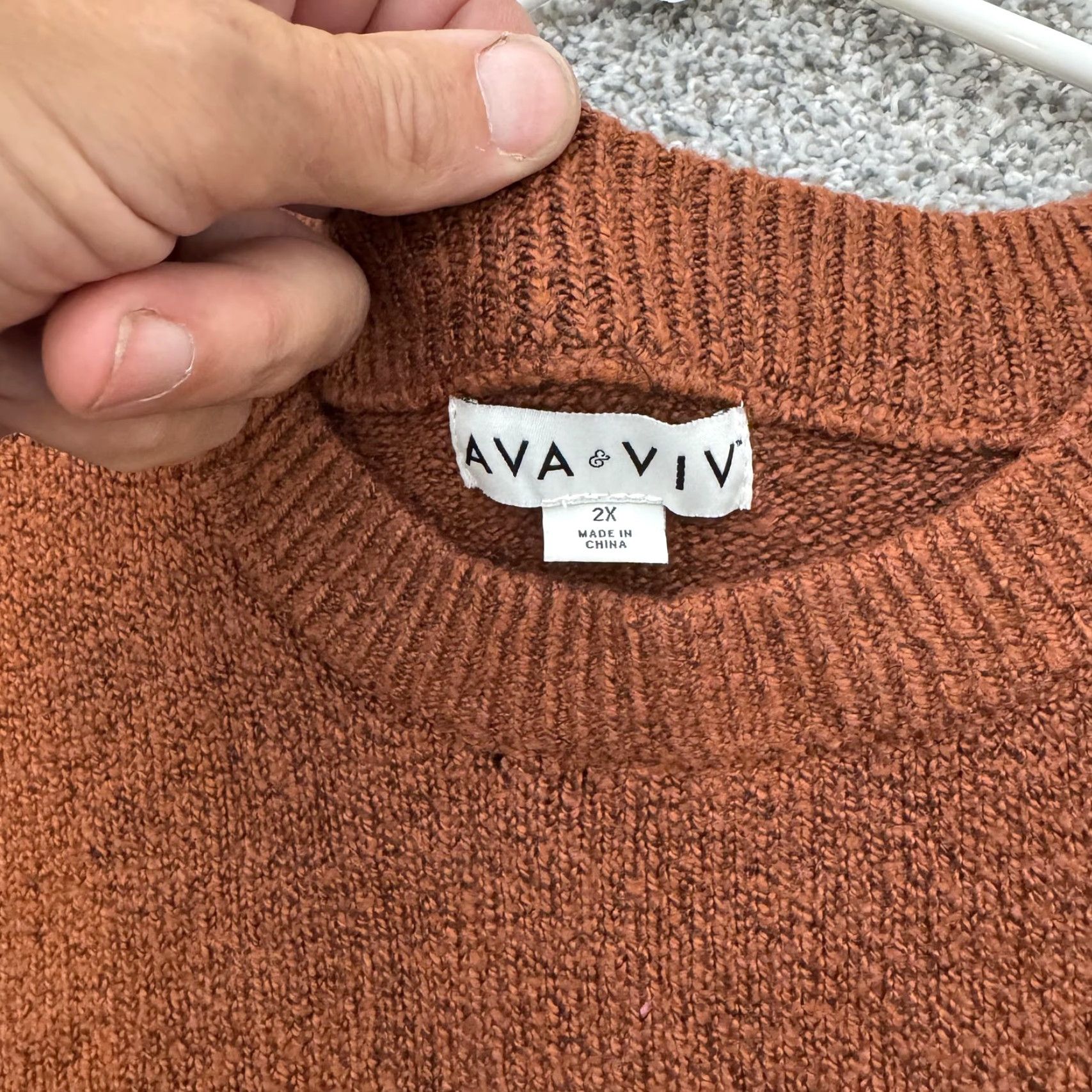 Vintage Ava & Viv Sweater Womens 2X Plus Size Brown Pullover Crewneck Soft Knit Fall Top Size XXL / US 16-18 / IT 52-54 - 5 Thumbnail