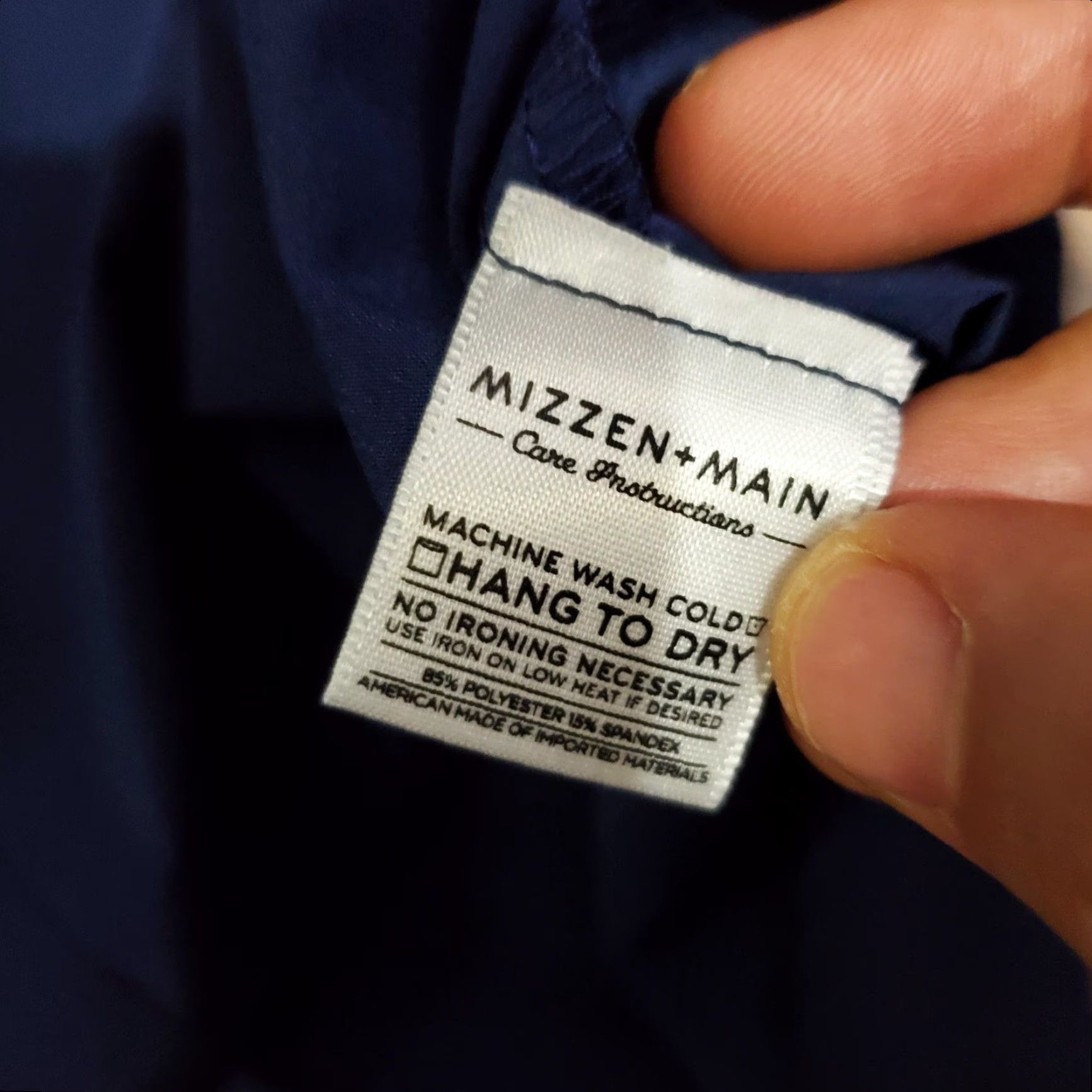 Mizzen+Main Mizzen+Main Leeward Shirt Mens Medium Blue Solid Slim Trim Fit Dress Performance Shirt Size 40R - 7 Thumbnail