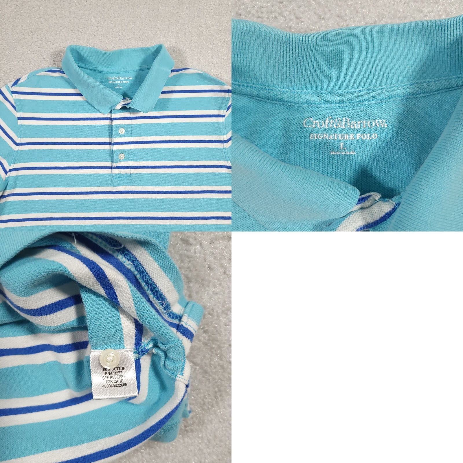 Croft & Barrow Croft & Barrow Polo Shirt Short Sleeve Blue Striped L Mens Regular Size Large Size US L / EU 52-54 / 3 - 8 Thumbnail