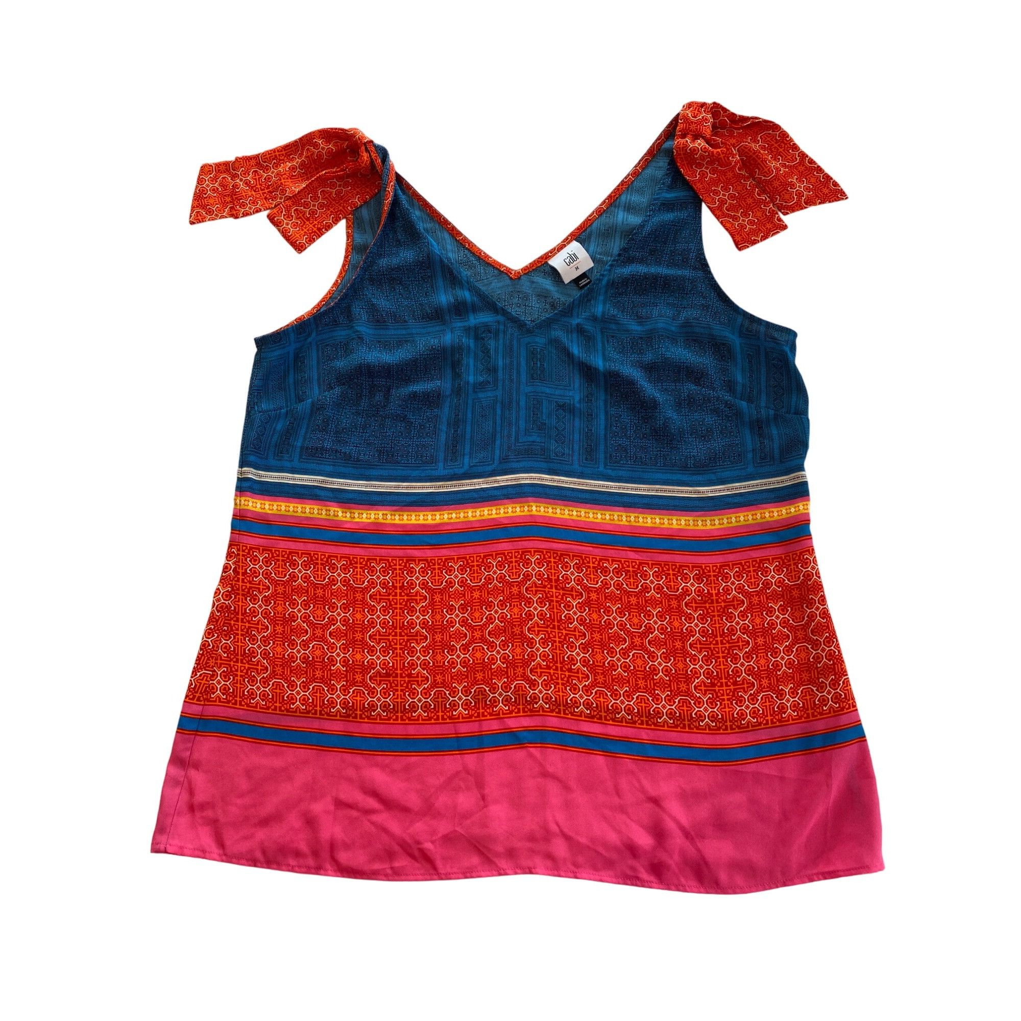 Designer CAbi Shoulder Tie Top Tunic #5787 Nomad Multicolor Print Wom Size M / US 6-8 / IT 42-44 - 9 Thumbnail