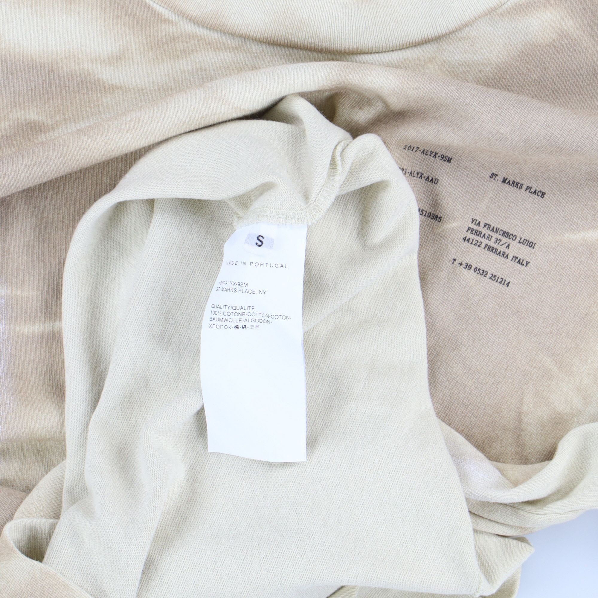 1017 ALYX 9SM Beige Tie Dye Double Logo Long Sleeve T-Shirt Size US S / EU 44-46 / 1 - 6 Thumbnail