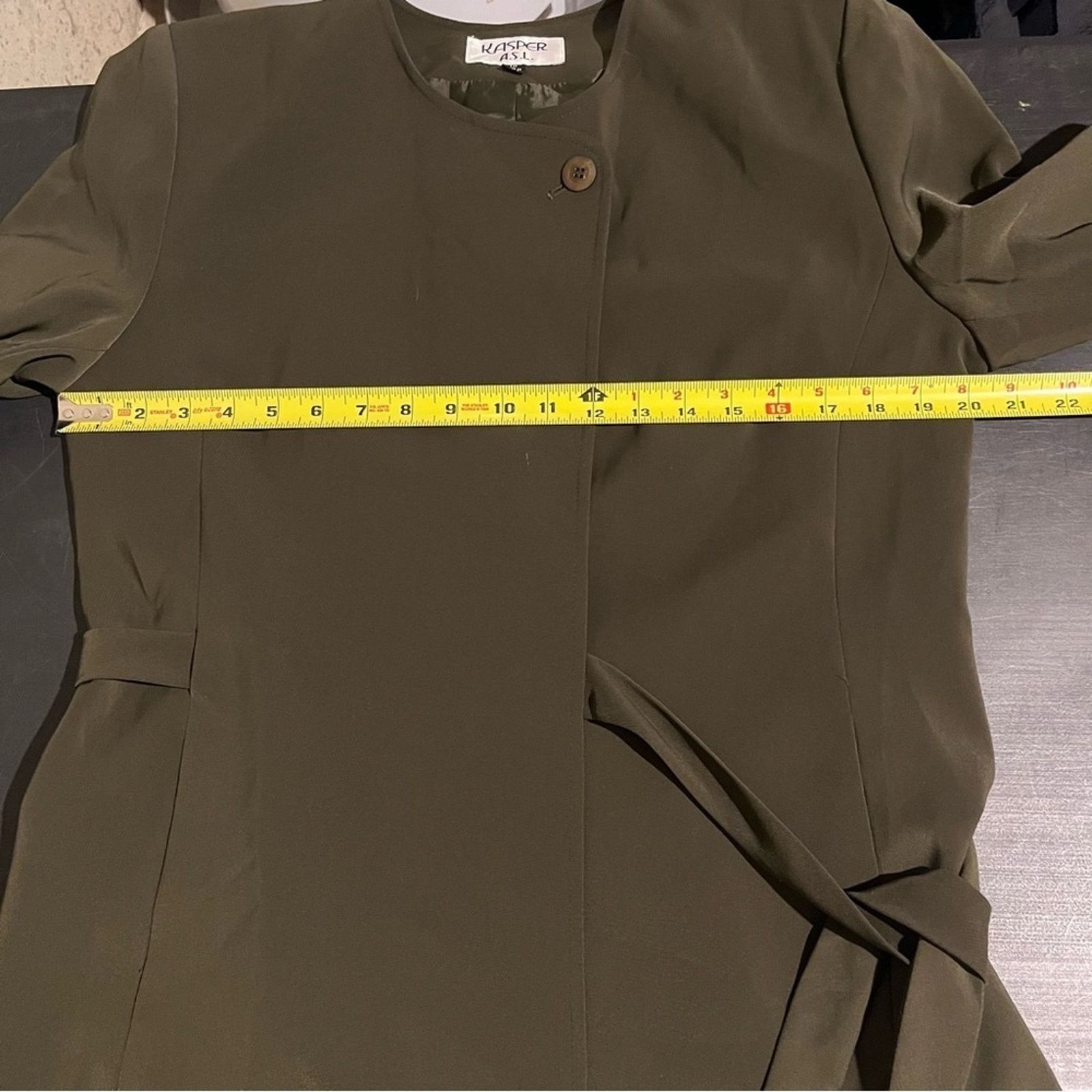 Kasper Kasper Women's Green Wrap around Belted Jacket Blazer 10 Size L / US 10 / IT 46 - 6 Thumbnail