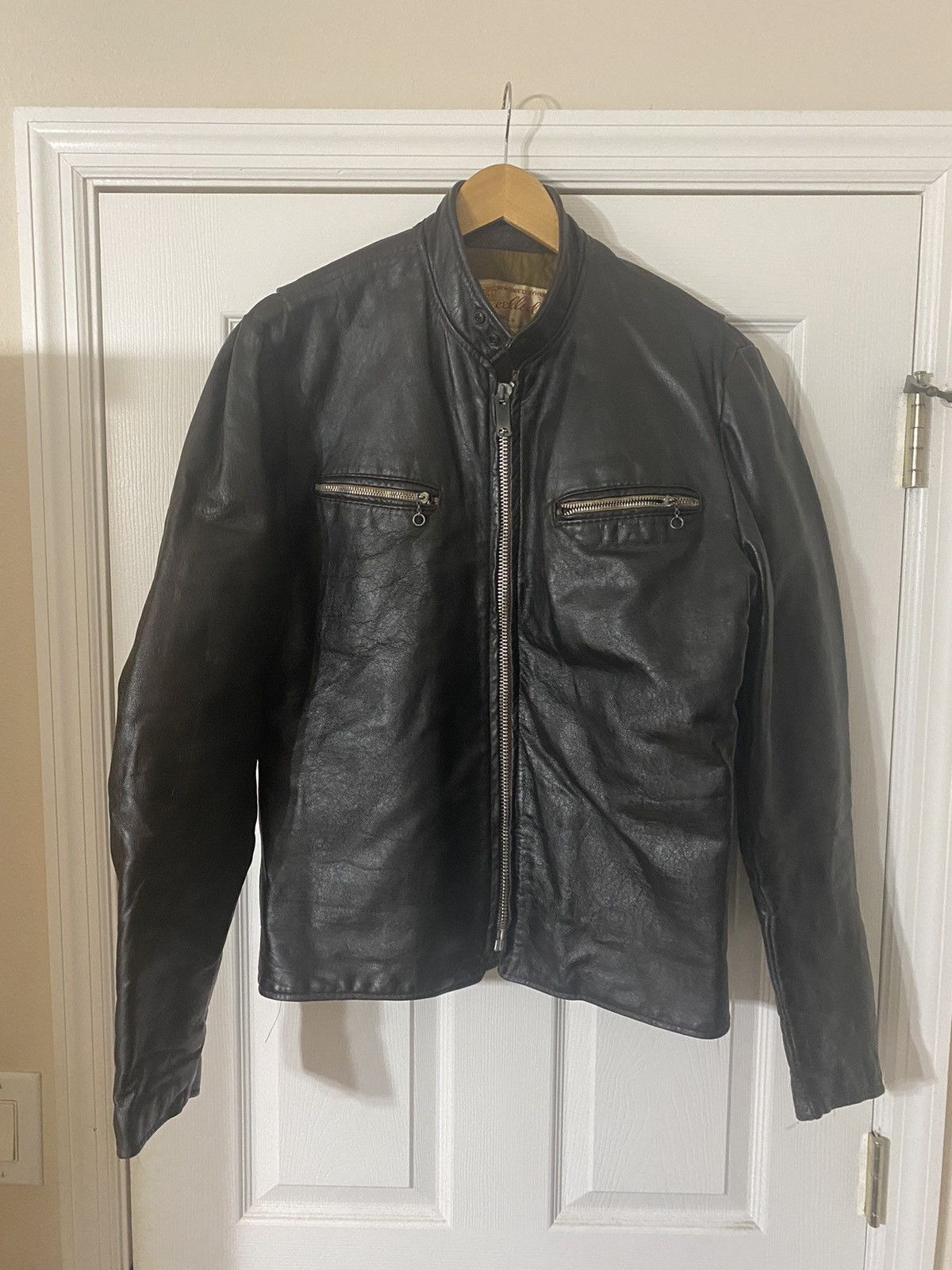 Blouson Aviateur Vintage A-2 En Cuir Marron - Taille L - Années 70 USA - Occasion Très Bon état