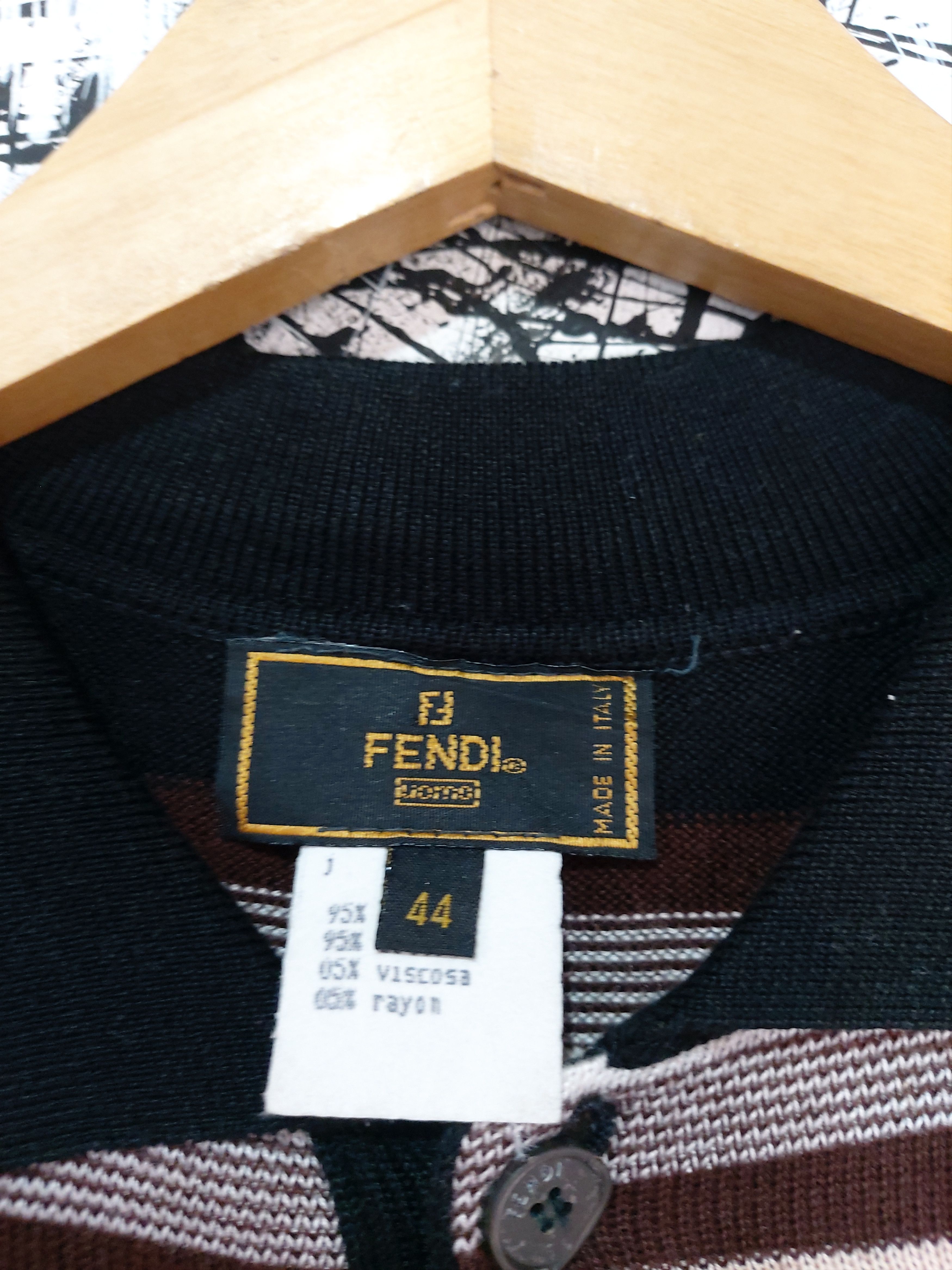 Fendi 00'S FENDI UOMO STRIPE KNIT POLO SHIRT Size US S / EU 44-46 / 1 - 4 Thumbnail
