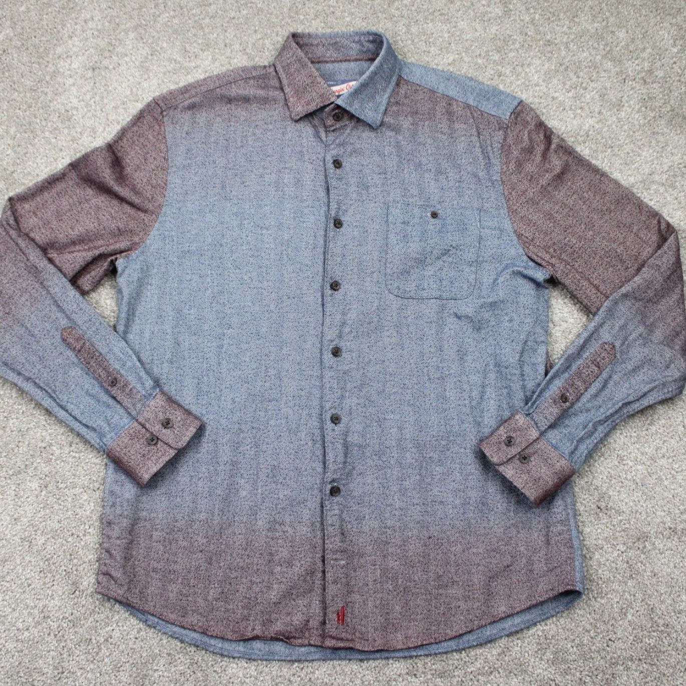 johnnie-O johnnie-O Shirt Adult Medium Red/Blue Roscoe Dip Dye Cotton L/S Button Up Size US M / EU 48-50 / 2 - 2 Thumbnail