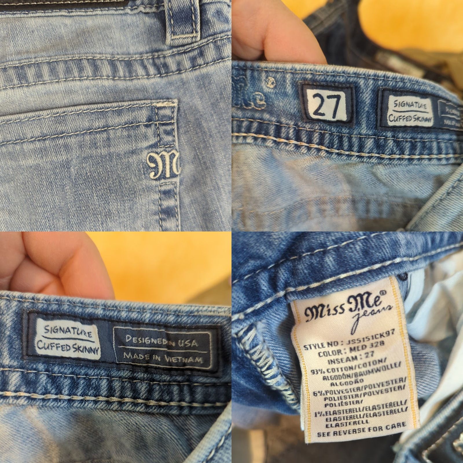 Miss Me VINTAGE Miss Me Womens Jeans Cuffed Skinny Size 27 Distressed Patchwork Denim Boots? No, exclude boots. Size 27" / US 4 / IT 40 - 8 Thumbnail