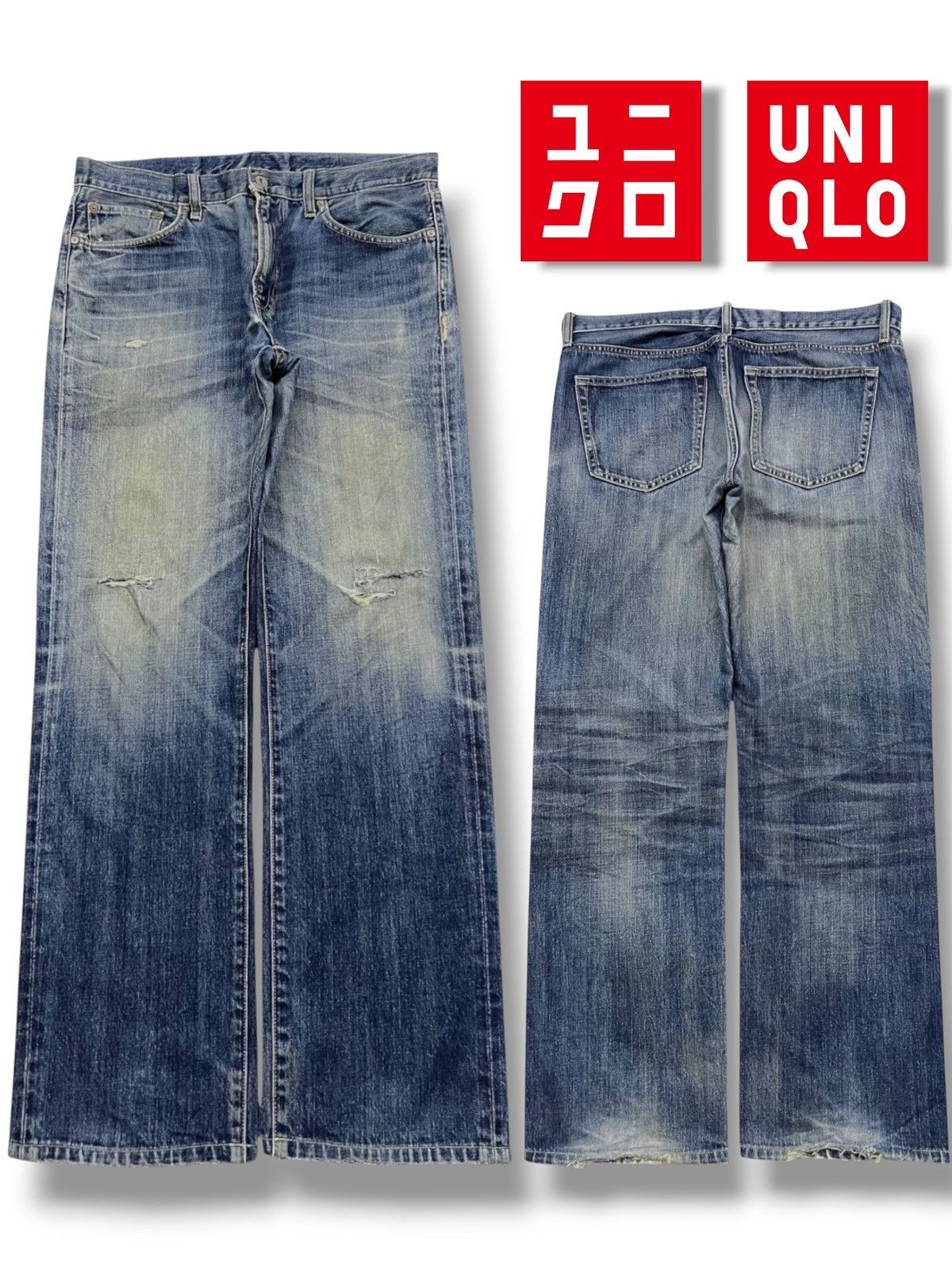 Uniqlo Vintage Uniqlo UJ - Faded Wash, Distressed Denim Size US 36 / EU 52 - 1 Thumbnail