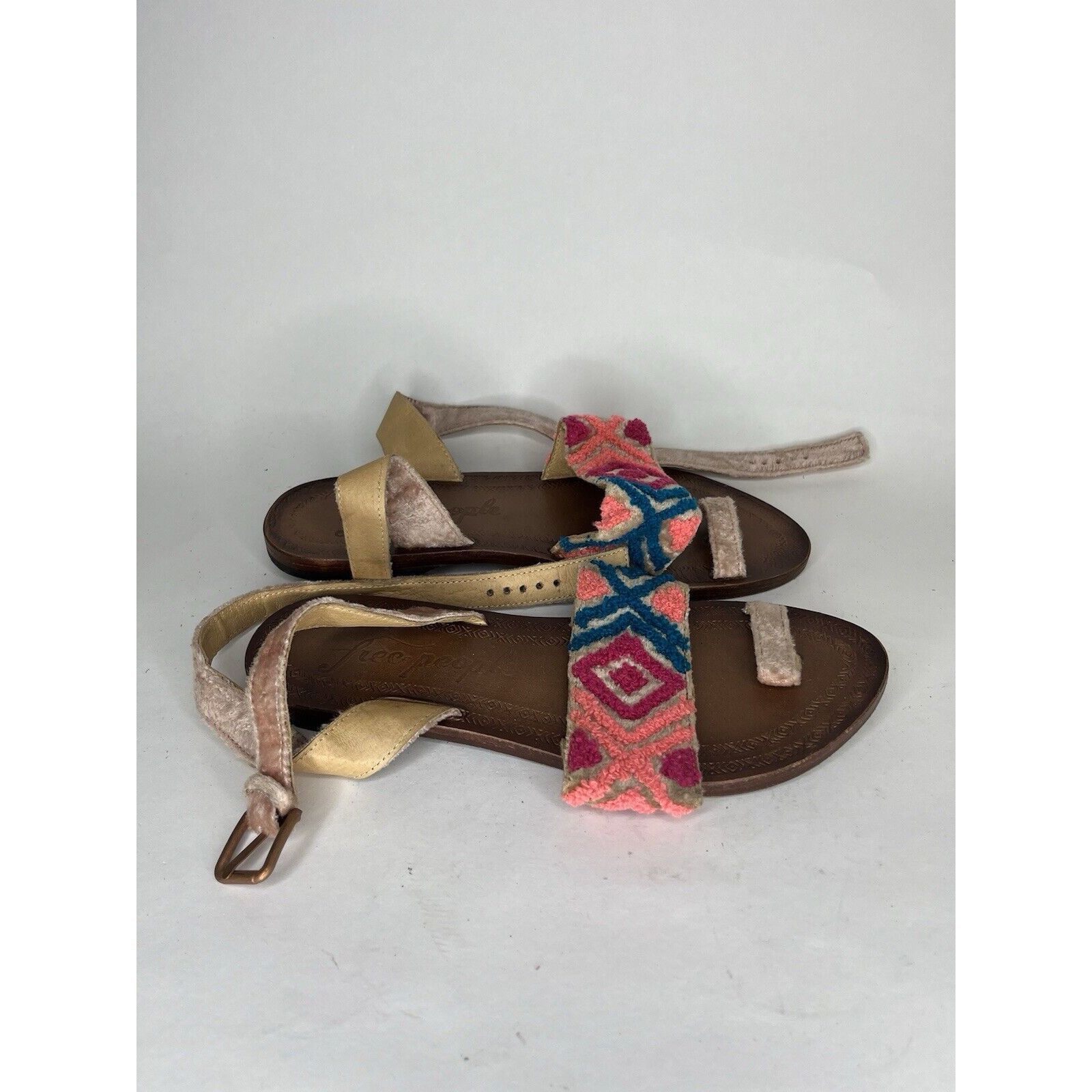 Free People Free People Pink Fabric Leather Aztec Pattern Toe Strap Sand Size US 8 / IT 38 - 7 Thumbnail