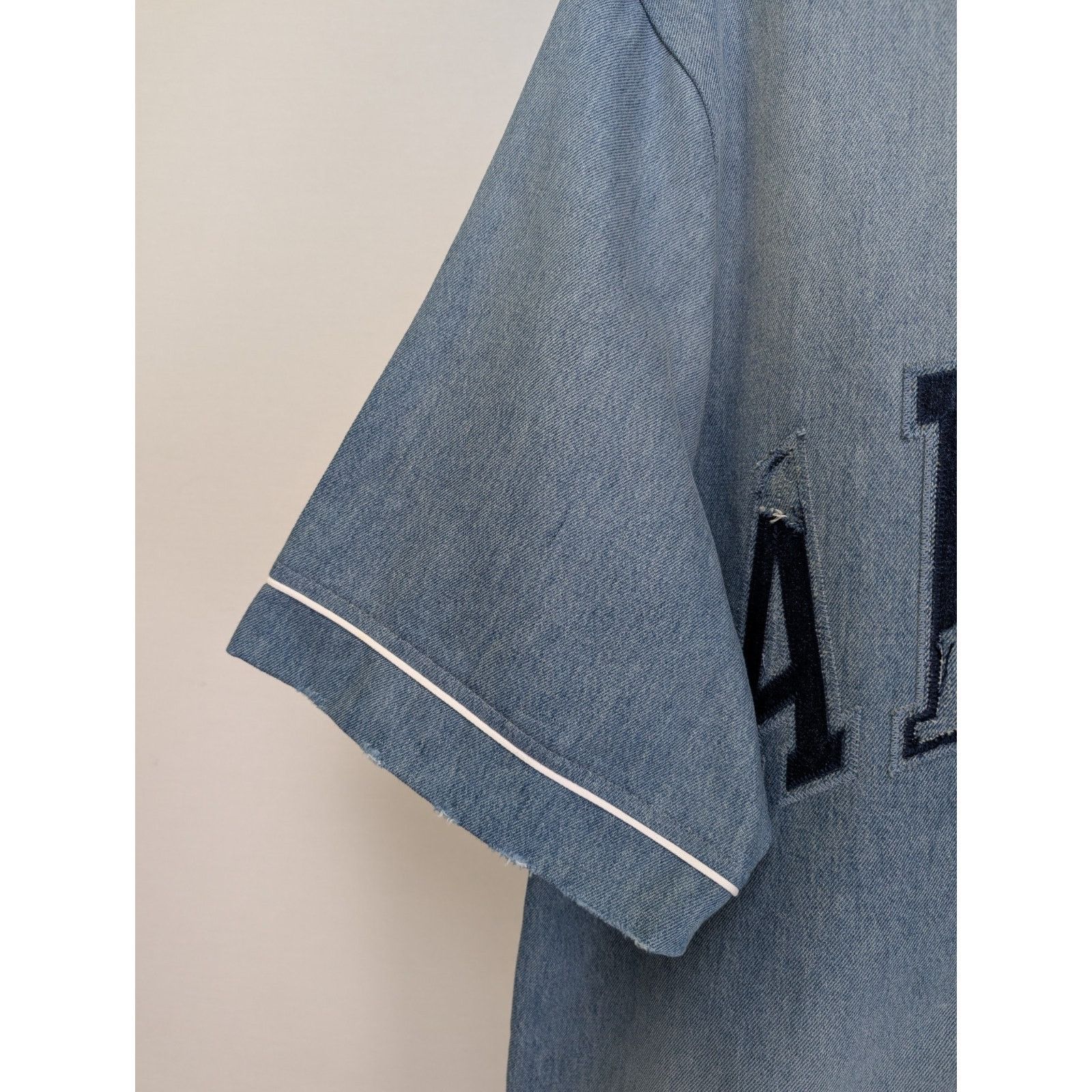 Amiri o1rshd1 Sunfaded Baseball Shirt Perfect in Indigo Blue Size US XL / EU 56 / 4 - 4 Thumbnail