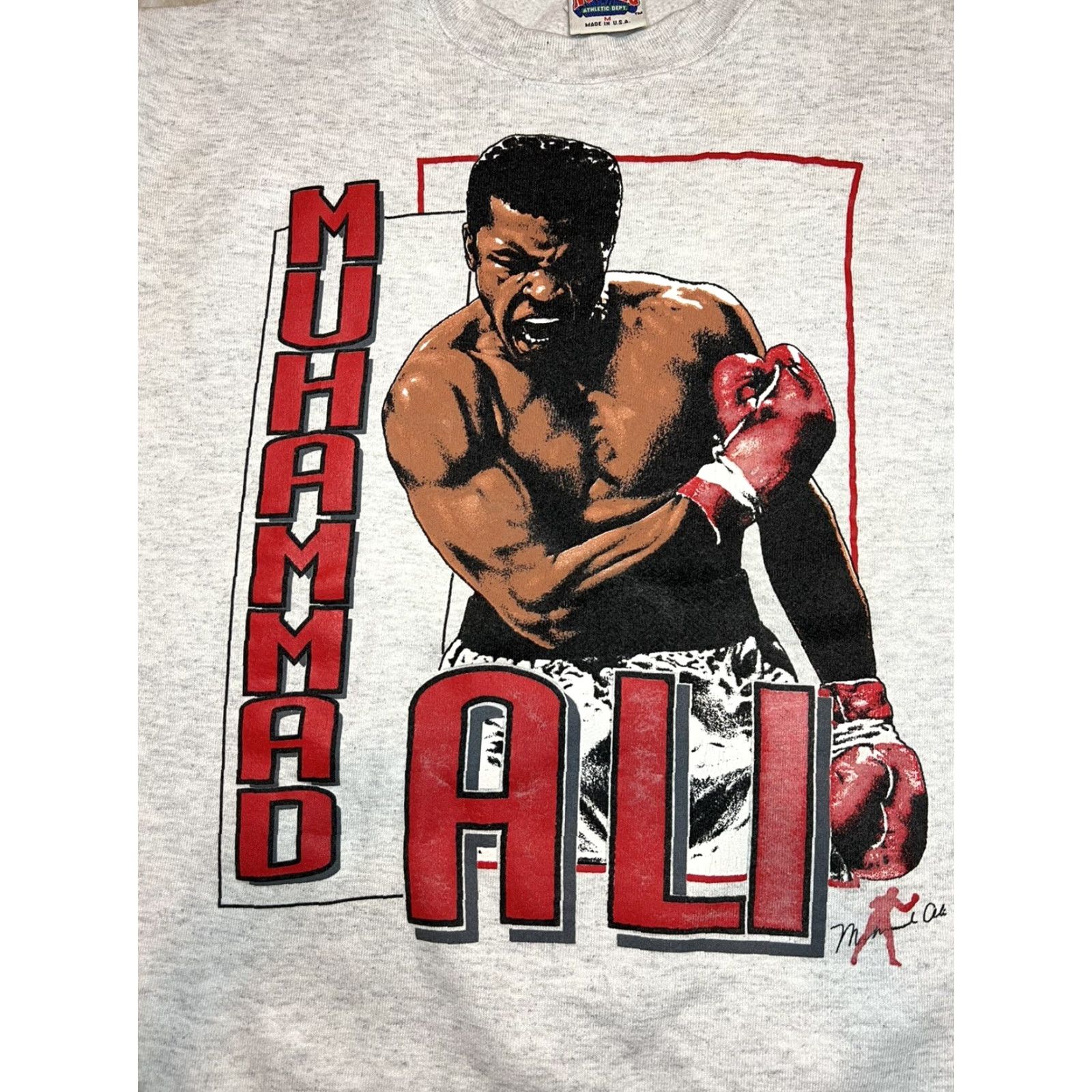 Nutmeg VINTAGE MUHAMMAD ALI BOXING Crewneck Sweatshirt NUTMEG MILLS 1990s Size M Gray Cotton Polyester Mens Crewneck Graphic Tee 1990s Vintage Size US M / EU 48-50 / 2 - 4 Thumbnail