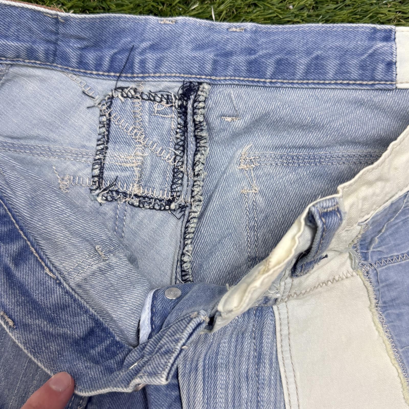 The Unbranded Brand Patchwork Distressed Denim Jeans Size US 30 / EU 46 - 6 Thumbnail