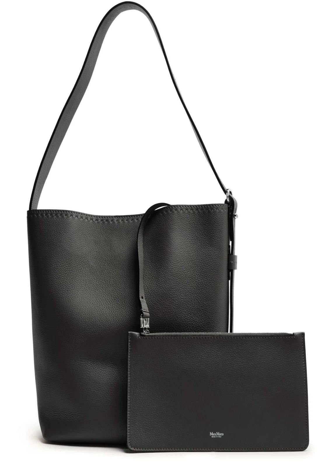 Max Mara MAX MARA Archetipo Black Leather Shoulder Bag New Auth Size ONE SIZE - 3 Thumbnail