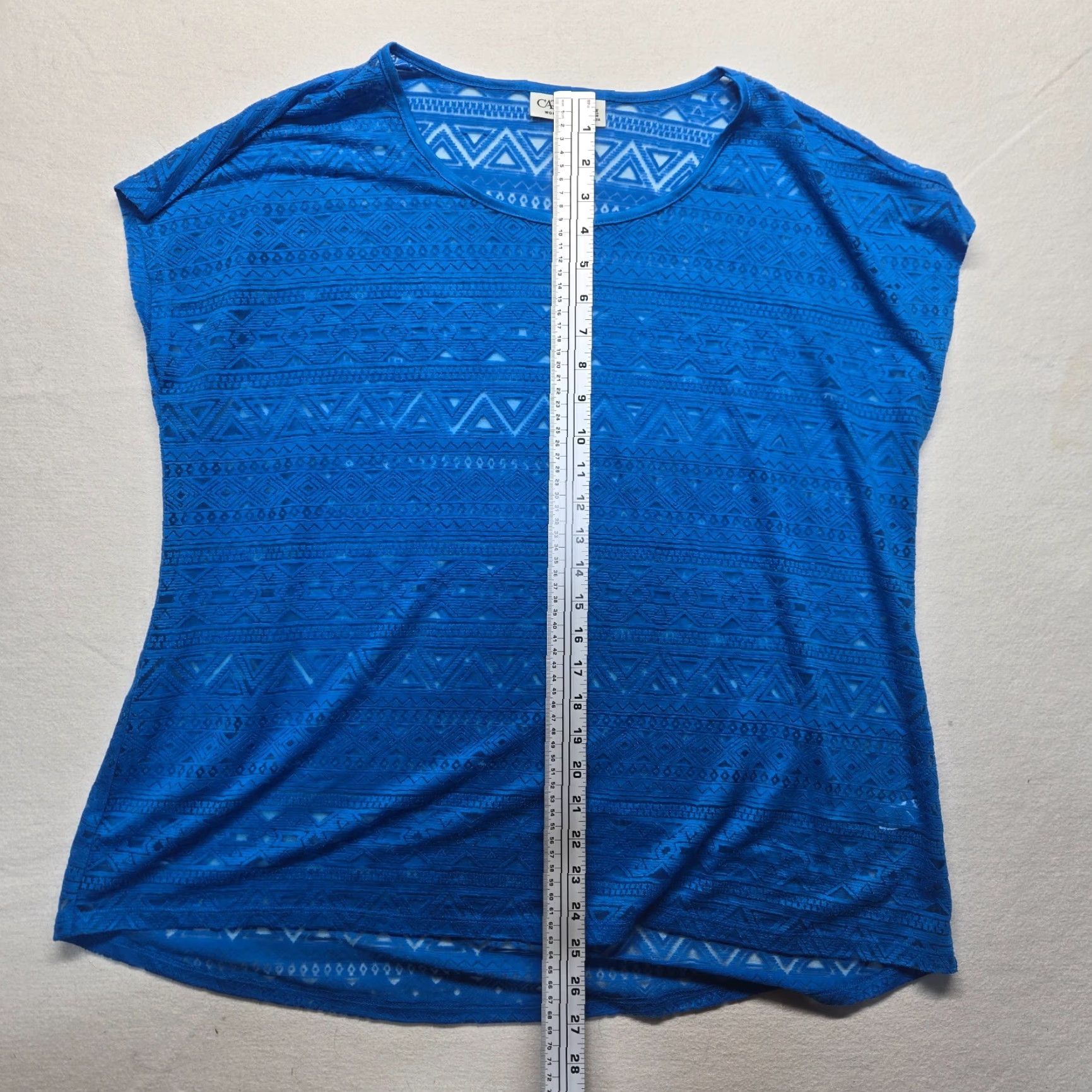 Vintage Cato Shirt Blouse Solid Blue 20W Adult Women's V-Neck Sleeveless Pullover Sheer Lightweight Casual Casual Size 3XL / US 20-22 - 5 Thumbnail