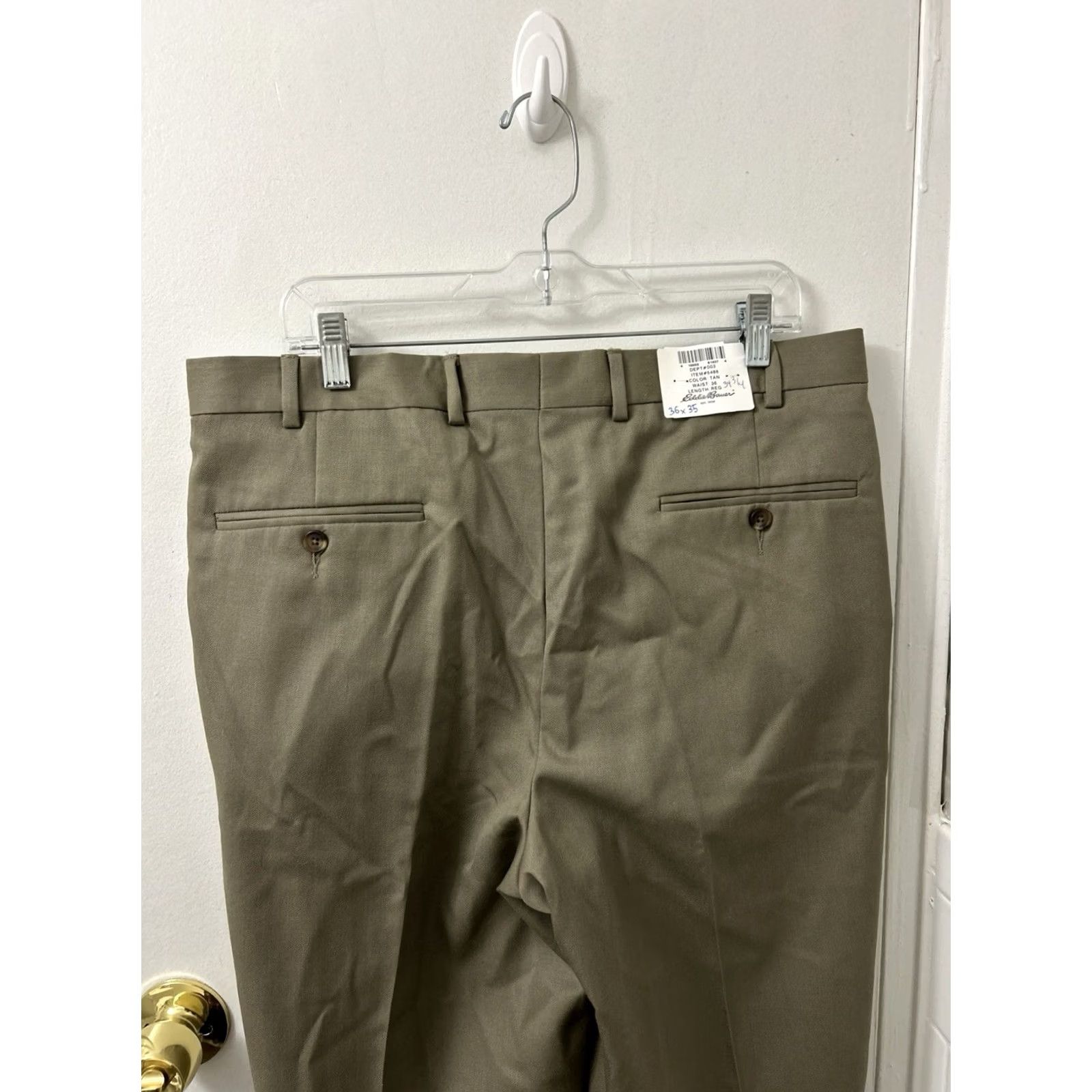 Eddie Bauer Eddie Bauer Dress Pants Mens 36x35 Tan 100% Wool Pleated Trousers NWT Mid Rise Relaxed Fit Button Zipper Workwear Business Pants Womens? Size US 36 / EU 52 - 2 Thumbnail