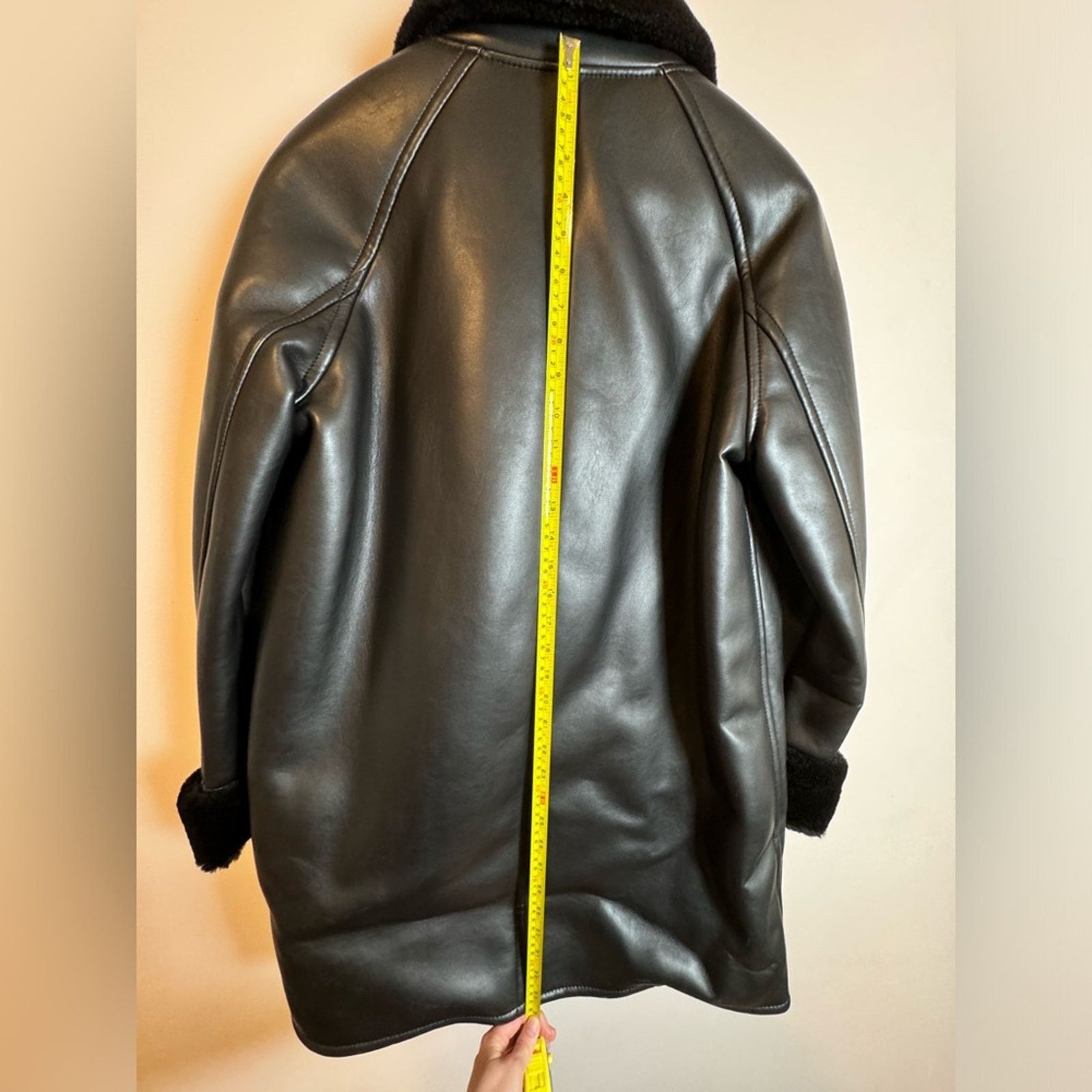SSENSE DRAE Double-Breasted Black Faux-Leather Coat - Size 36 Size S / US 4 / IT 40 - 10 Thumbnail