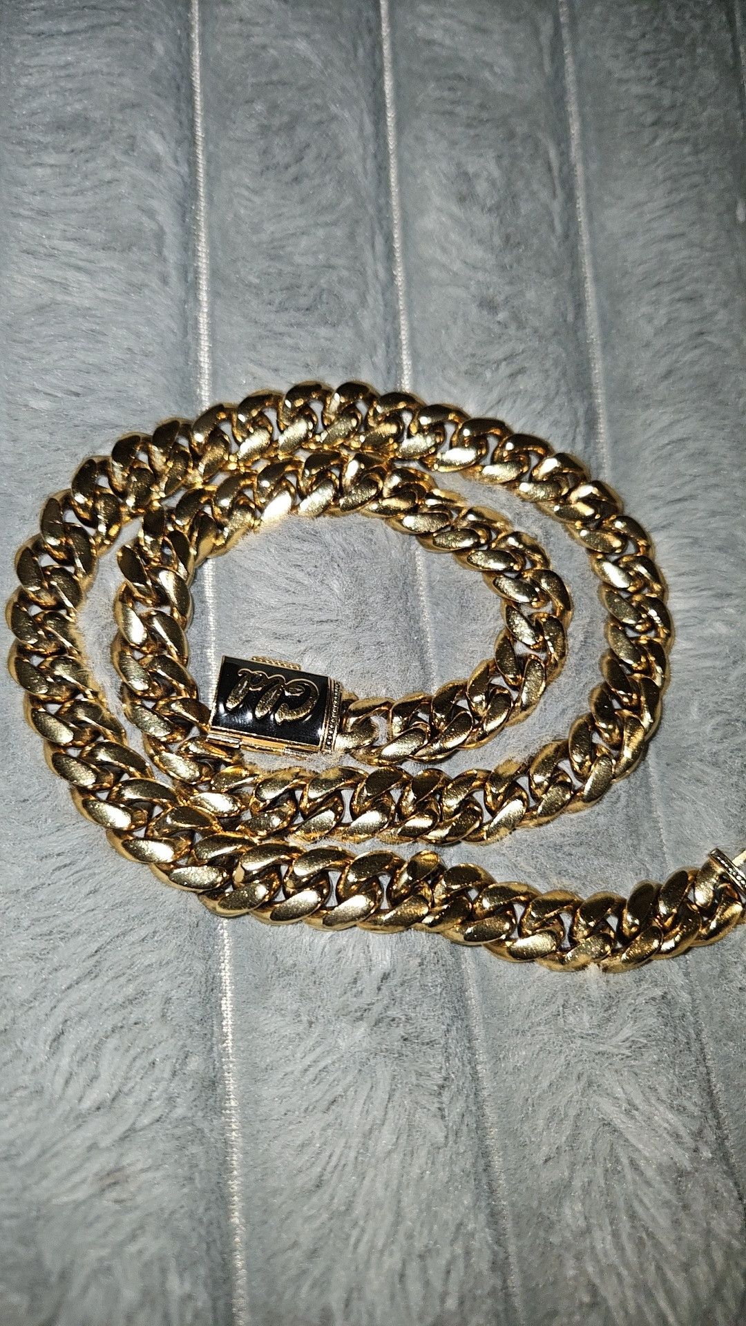 8mm Gold Plated Diamond Cut Cuban Chain 24in