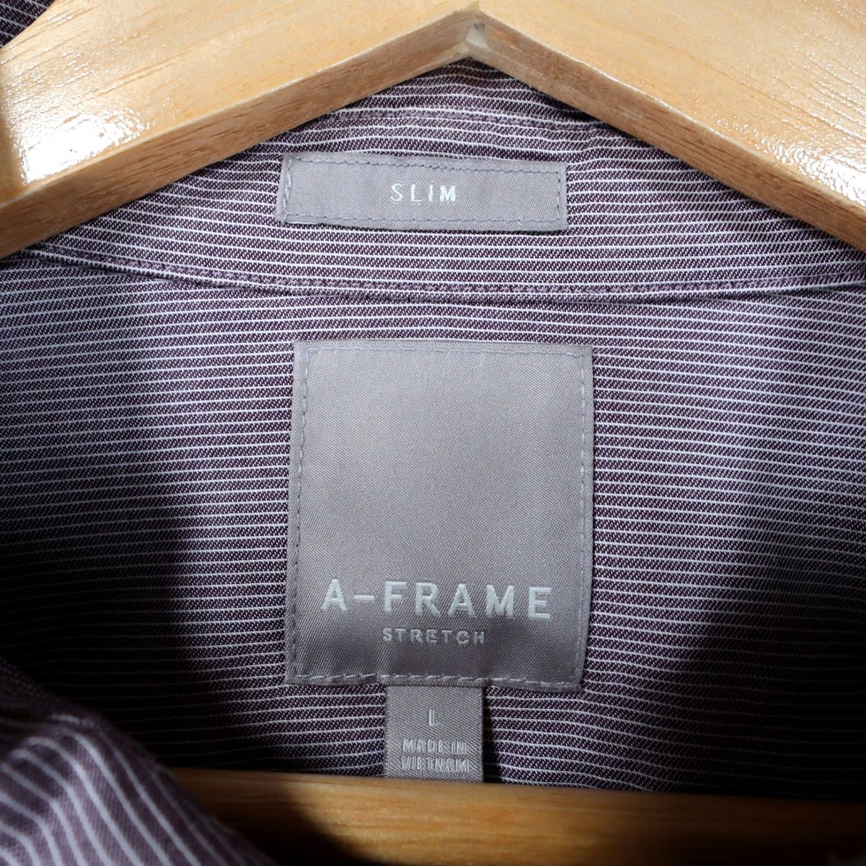 Frame A-FRAME Button Up Shirt Mens Large Purple Slim Stretch Micro Stripe Size US L / EU 52-54 / 3 - 7 Thumbnail