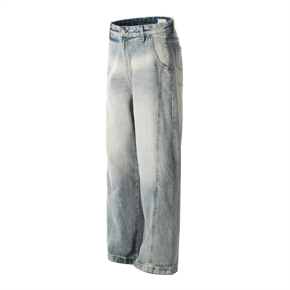Japanese Brand × Jean Men's casual straight punk distressed washed gradient jeans Size US 32 / EU 48 - 2 Thumbnail