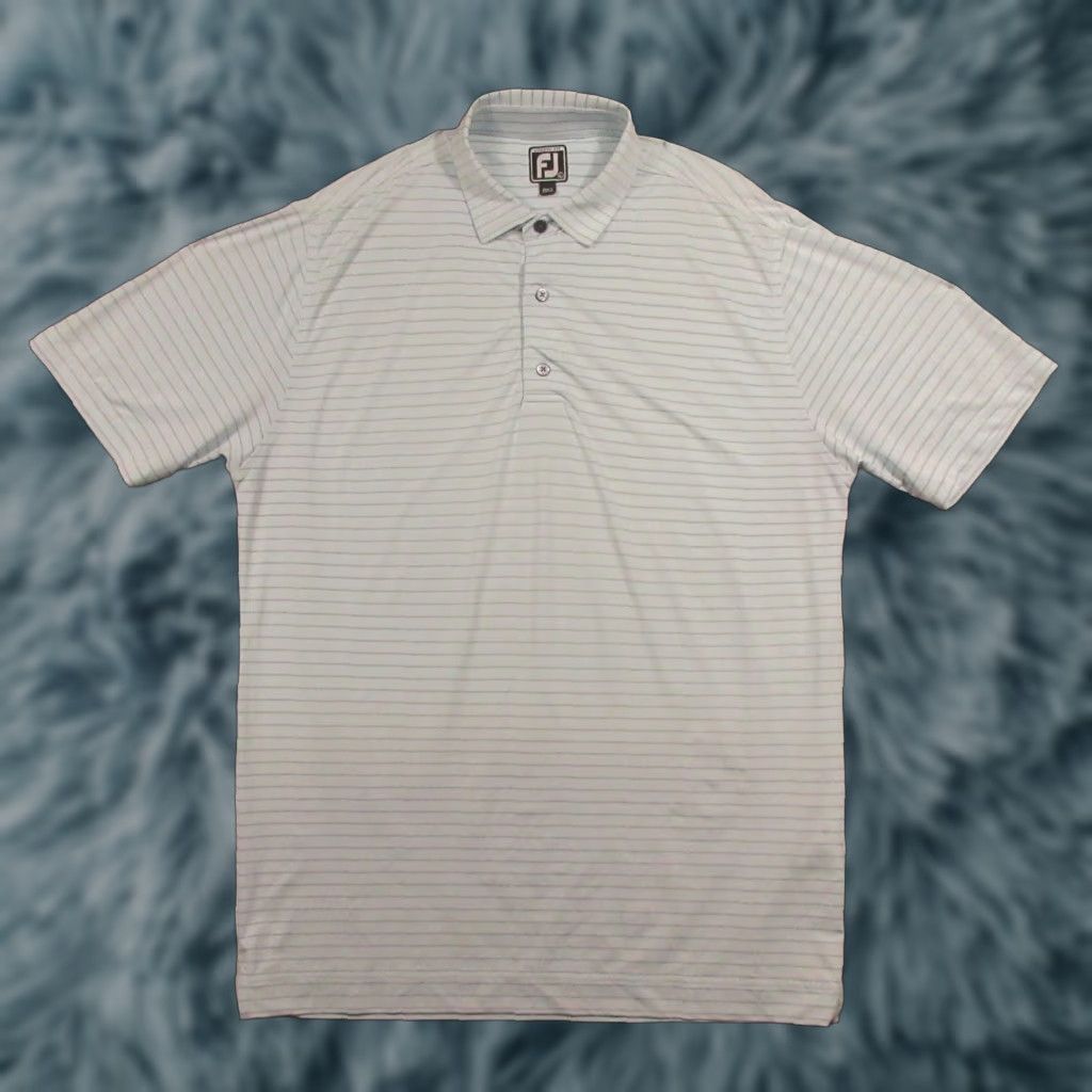 Footjoy FootJoy Polo Shirt Mens L Blue Striped Stretch FJ Golf Casual Activewear Short Sleeve Regular Fit Size US L / EU 52-54 / 3 - 1 Thumbnail