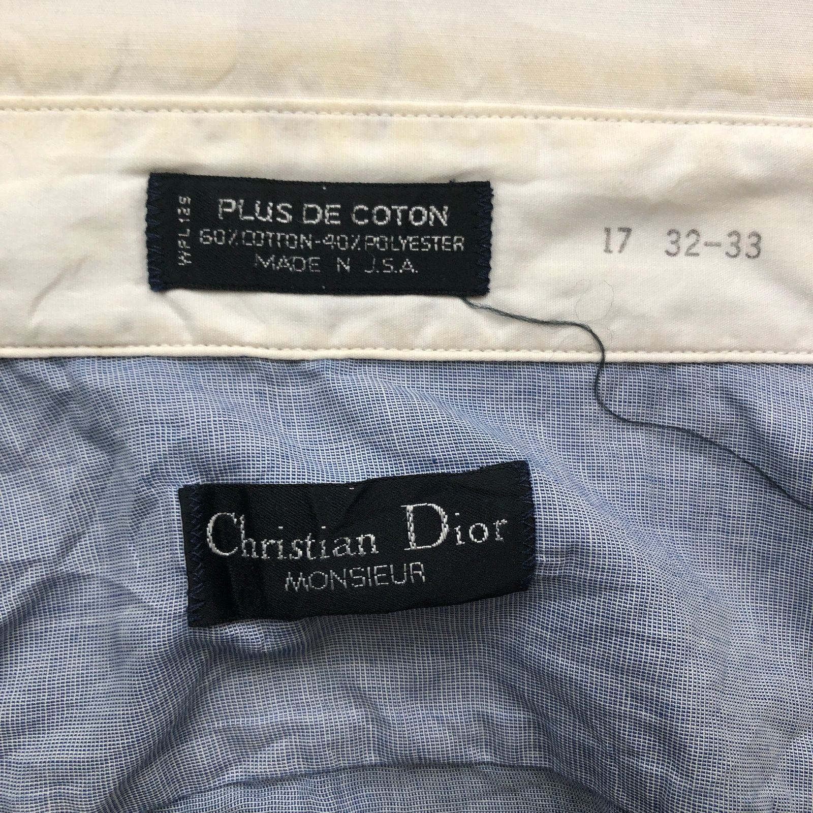 Christian Dior Monsieur Vintage Christian Dior Monsieur Button Shirt Mens XL Blue Size US XL / EU 56 / 4 - 4 Thumbnail