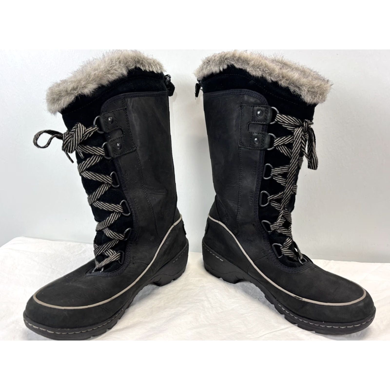 SOREL Sorel Torino Boots Women size 7.5 Black Lace-Up Waterproof Leather Tall Snow Boot Size US 7 / IT 37 - 3 Thumbnail
