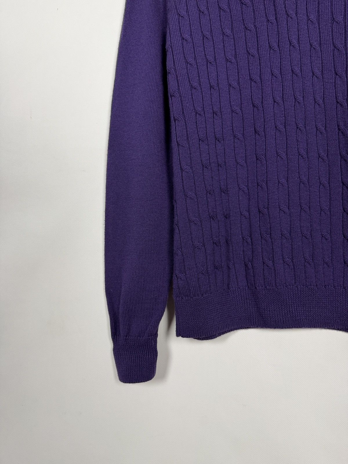Aquascutum Aquascutum Golf Wool Sweater Cable Knit Pullover Purple Sz M Size US M / EU 48-50 / 2 - 4 Thumbnail