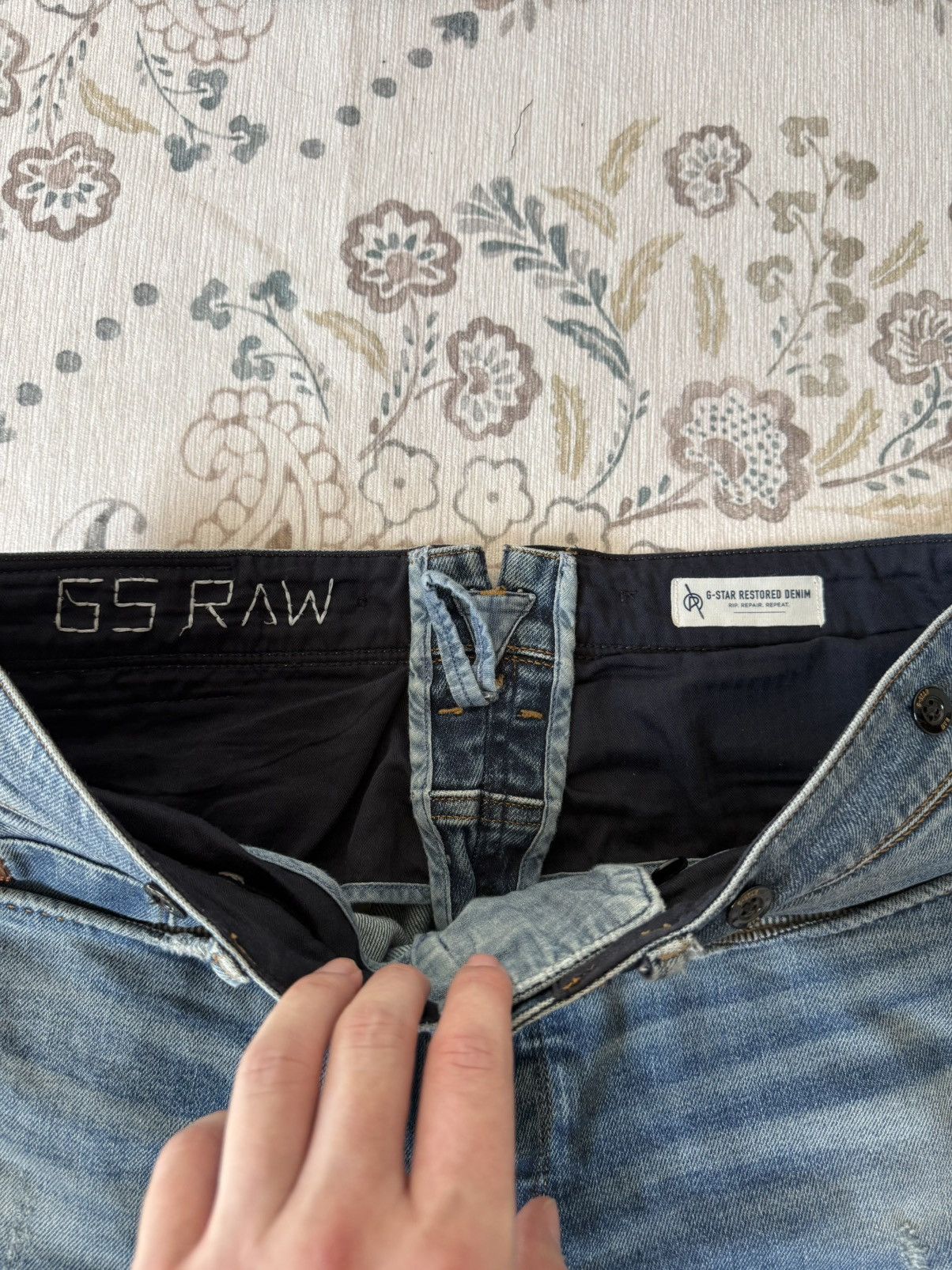 G-Star G-Star Raw Restored Denim Designer Jeans Distressed Details Size US 31 - 15 Thumbnail