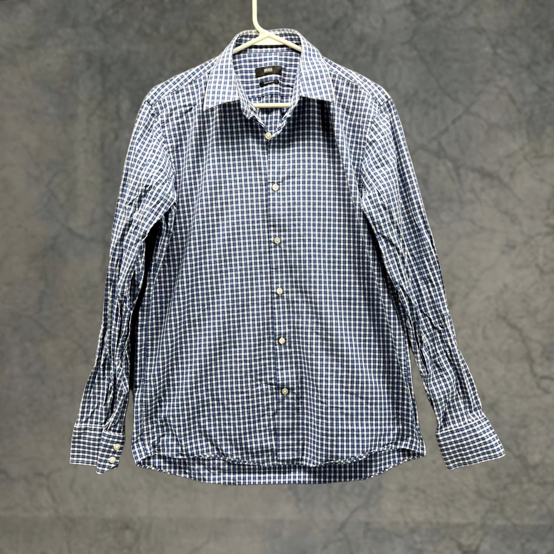 Hugo Boss VINTAGE Hugo Boss Shirt Men 15.5 34/35 Blue Check Button-Down Collared Casual Formal Business 4 Seasons Womens? Size US L / EU 52-54 / 3 - 1 Thumbnail