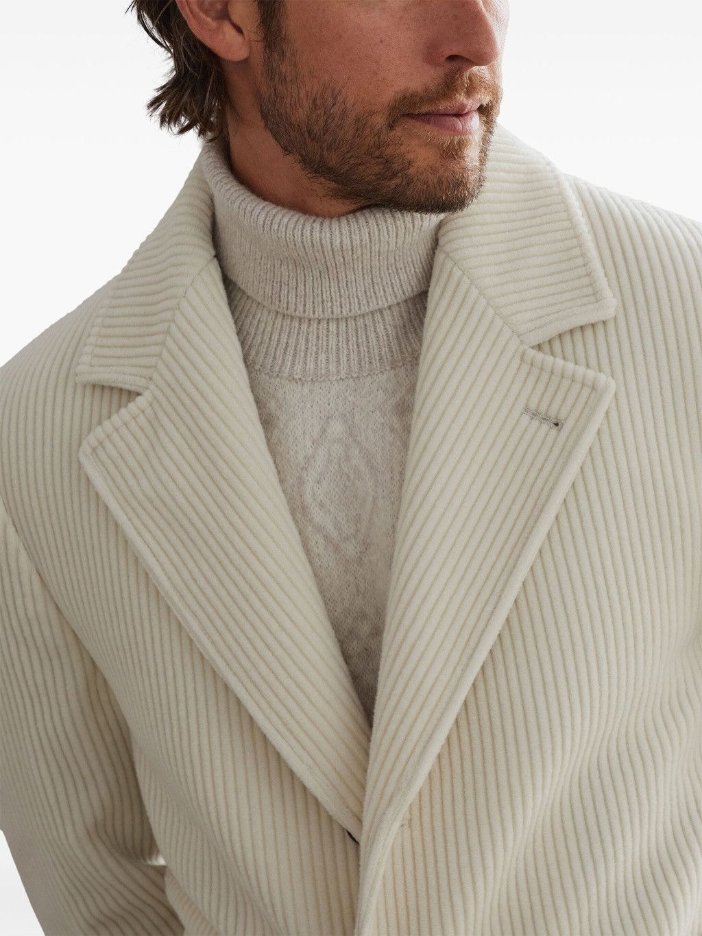 Brunello Cucinelli o1w1db10326 Cashmere Overcoat in Open White Size US L / EU 52-54 / 3 - 3 Thumbnail