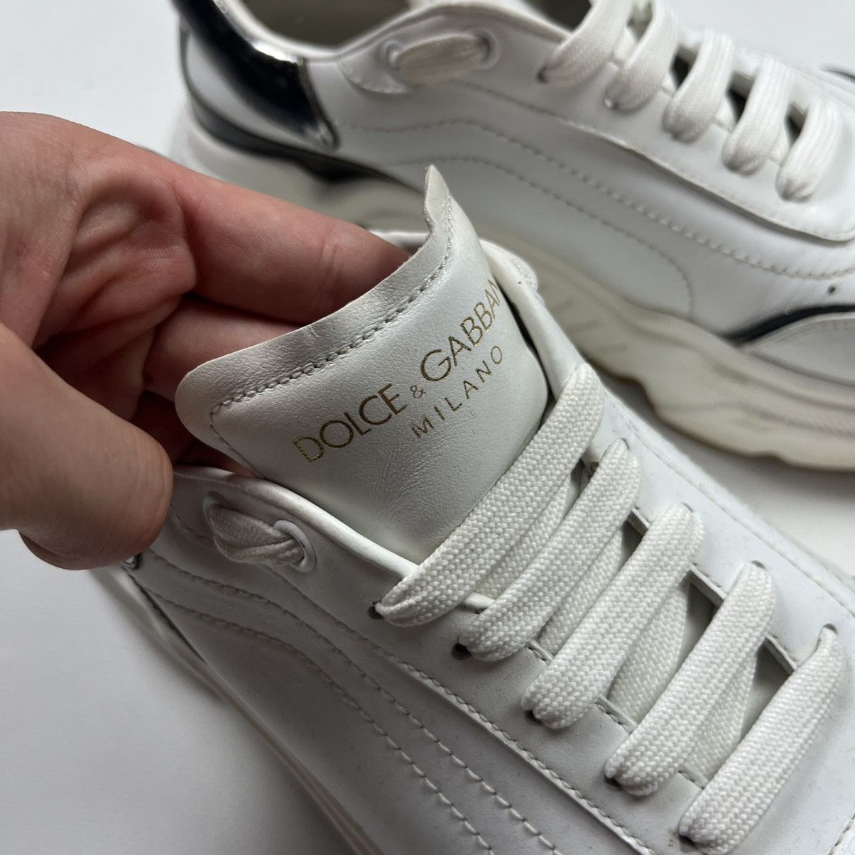 Dolce & Gabbana Dolce & Gabbana Leather Luxury Sneakers Made in Italy White Size US 5 / IT 35 - 8 Thumbnail