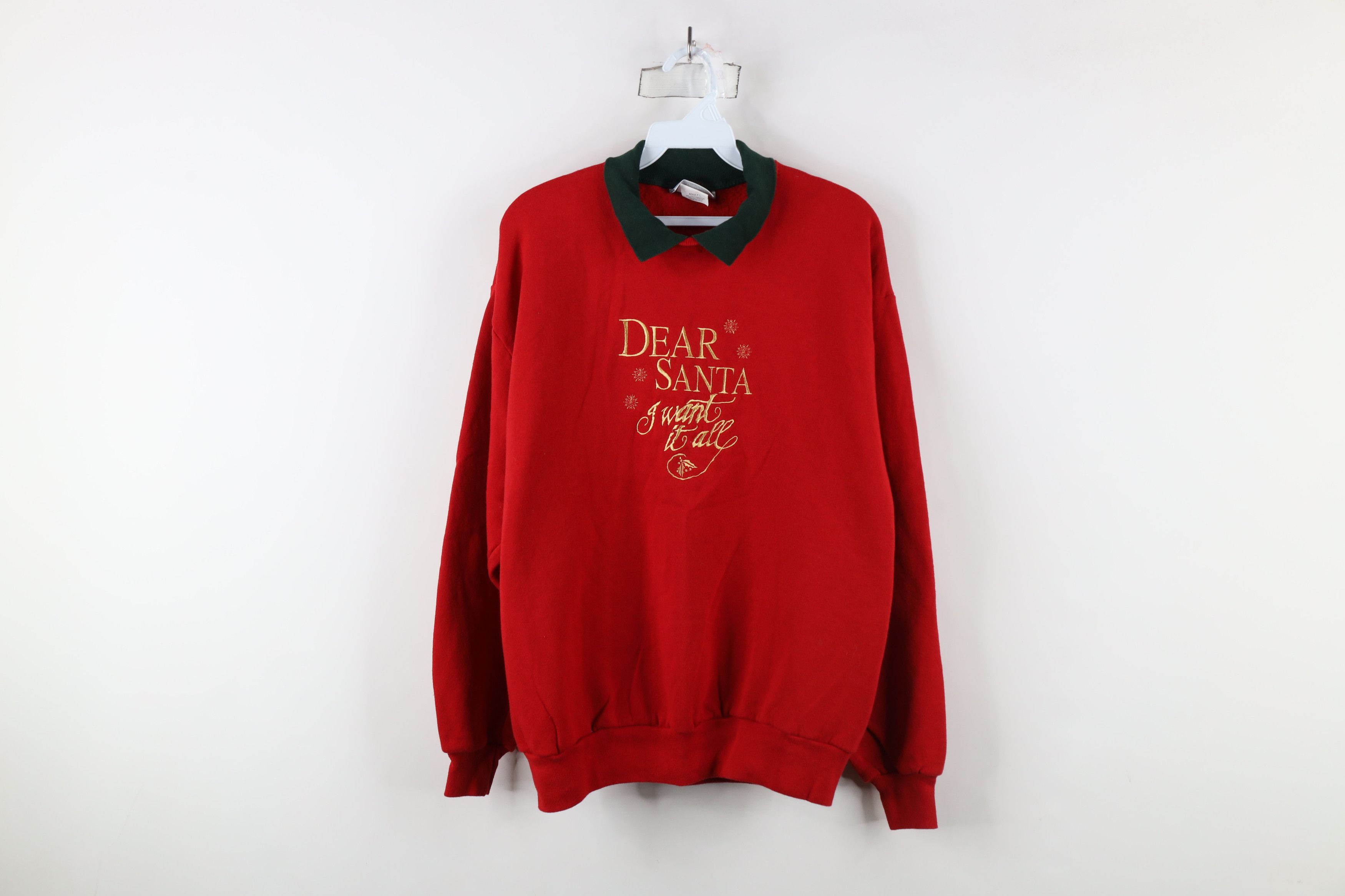 Vintage Vintage 90s Dear Santa I Want It All Collared Sweatshirt USA Size L / US 10 / IT 46 - 1 Thumbnail