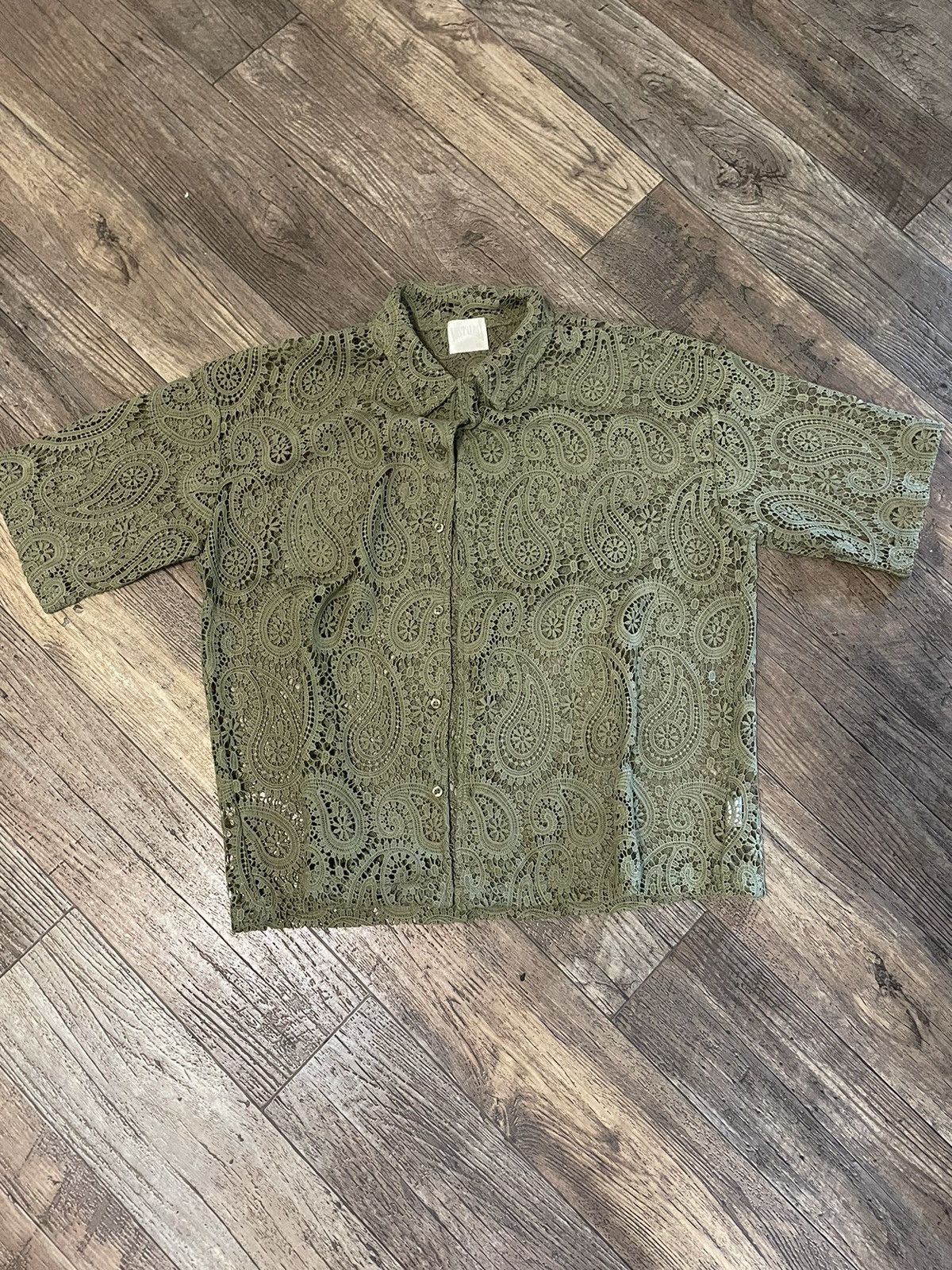 Japanese Brand × Vintage Paisley Button Up Shirt XL Olive Size US XL / EU 56 / 4 - 4 Thumbnail