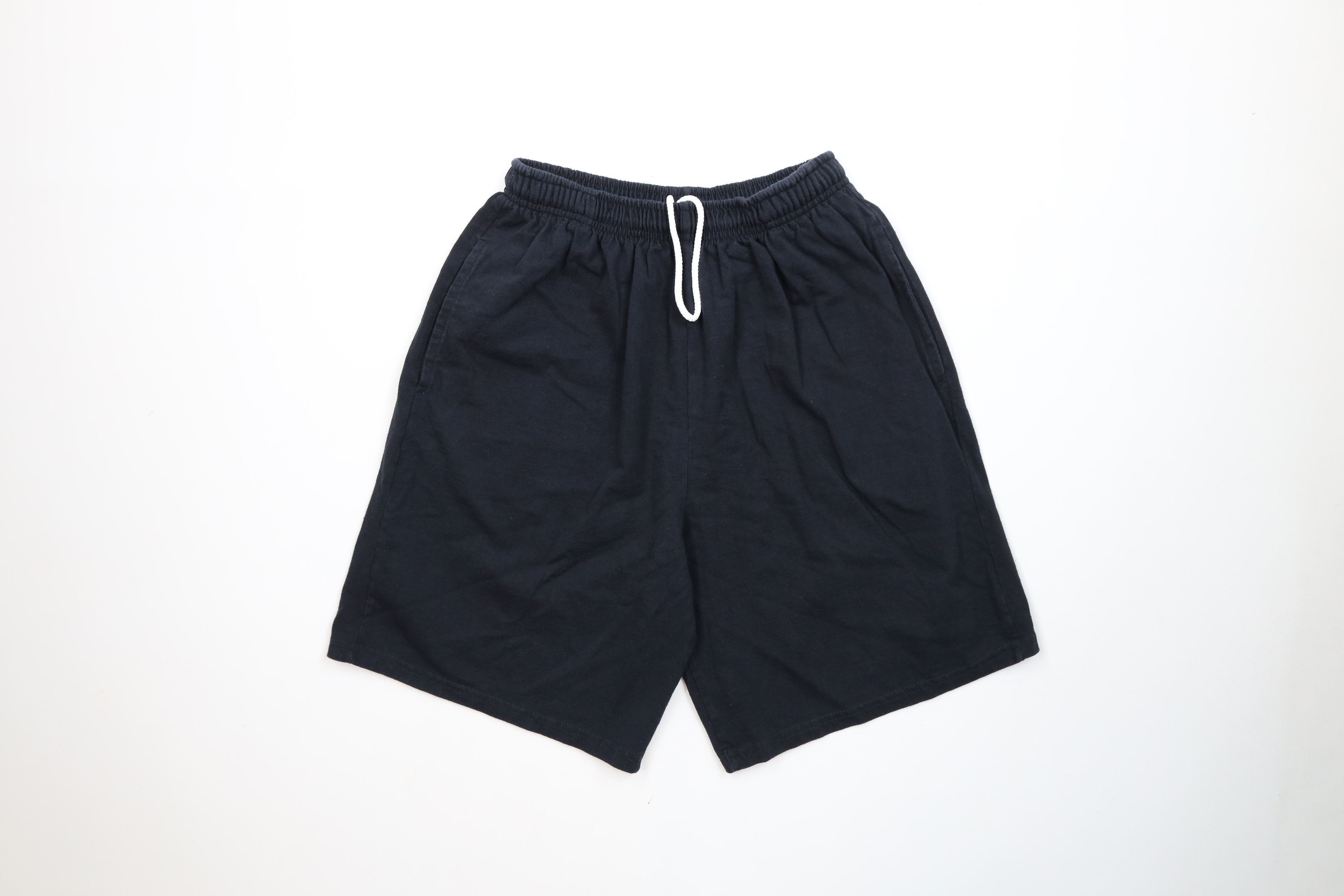 Vintage Vintage 90s Streetwear Blank Cotton Above Knee Shorts Black Size US 30 / EU 46 - 1 Thumbnail