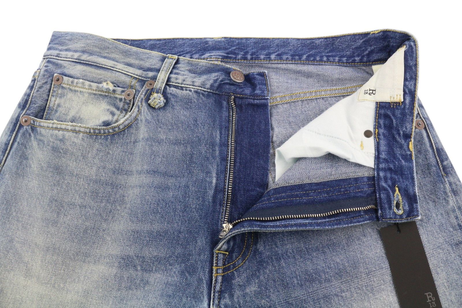 R13 CUFFED X-BF 29 Jasper Blue Cropped Jeans 88830 Size 29" - 4 Thumbnail