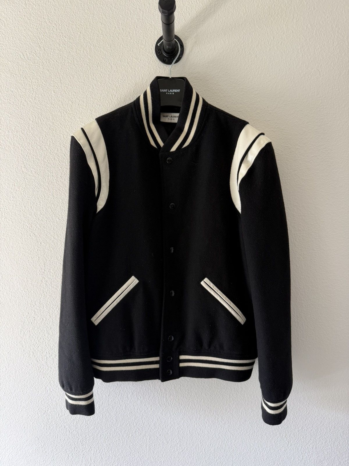 Saint Laurent Paris Classic Wool Teddy Varsity Jacket 52 Size US L / EU 52-54 / 3 - 1 Thumbnail