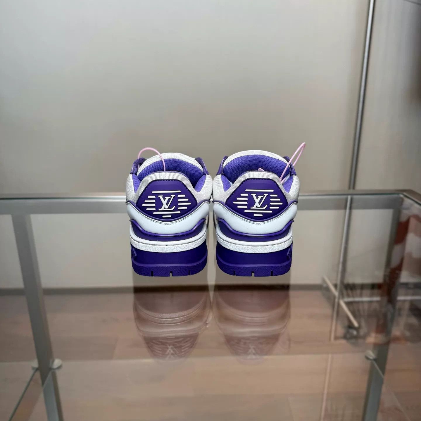 Louis Vuitton LV Trainer Maxi White Purple EUR37.5 98 DM0125 Size US 7 / IT 37 - 4 Thumbnail