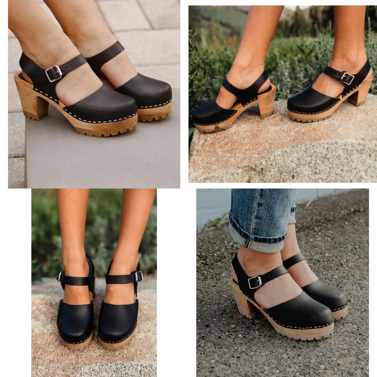 Vintage VINTAGE MIA ABBA Clogs Black Leather 3" Block Heel Sandals Ankle Strap Women's US 8.5 Size US 9 / IT 39 - 9 Thumbnail