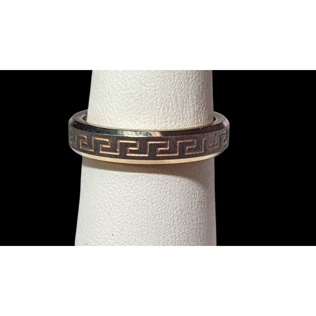 Other Rose Gold Tone Stainless Steel Greek Key Engraved Ring Size Size ONE SIZE - 1 Thumbnail